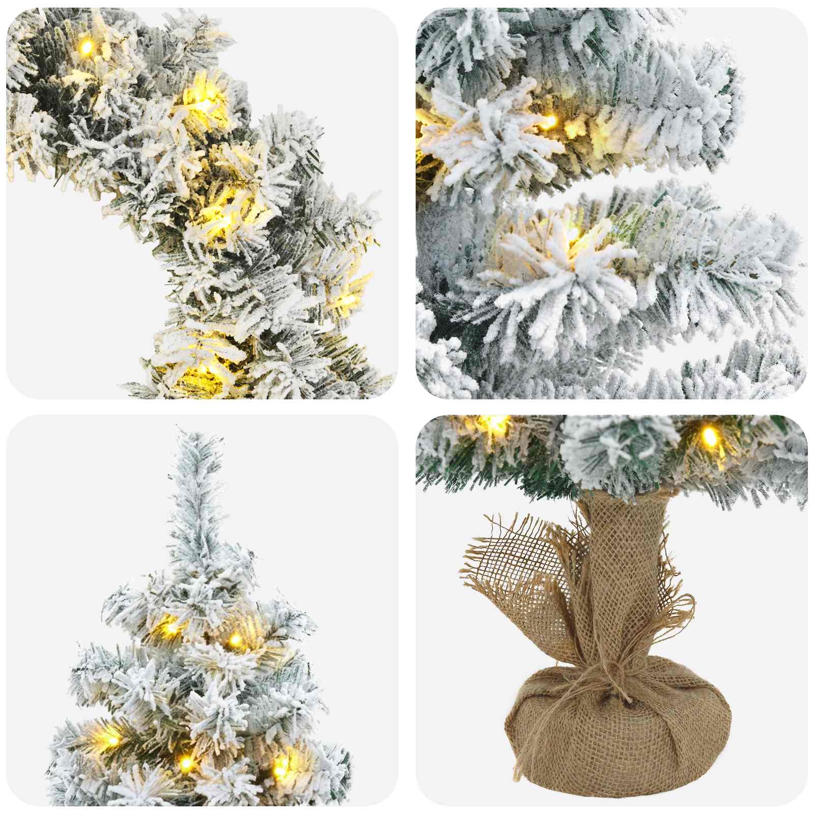 Komplet mini božičnih dreves 90 cm 175 LED Toplo bela PVC