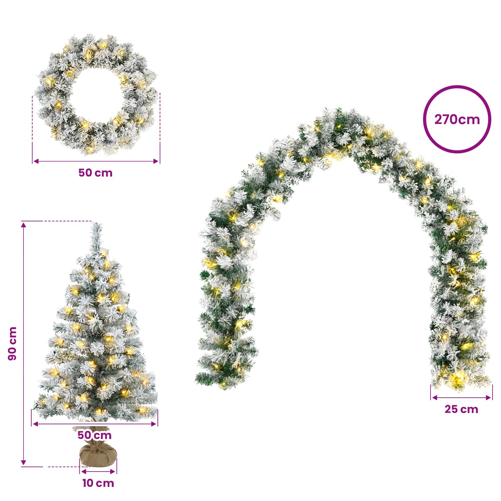 Mini Christmas Tree 175 LEDs Warm size guide