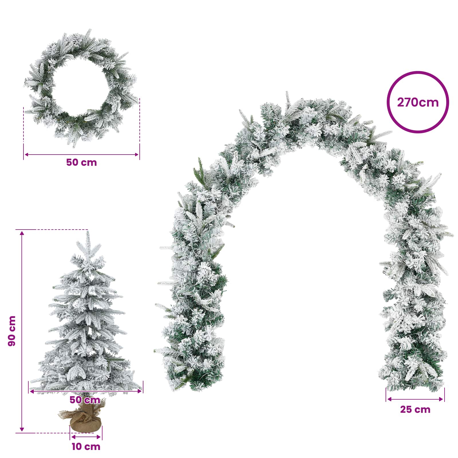 Mini božično drevesce 90 cm PVC in PE Zelena in Bela