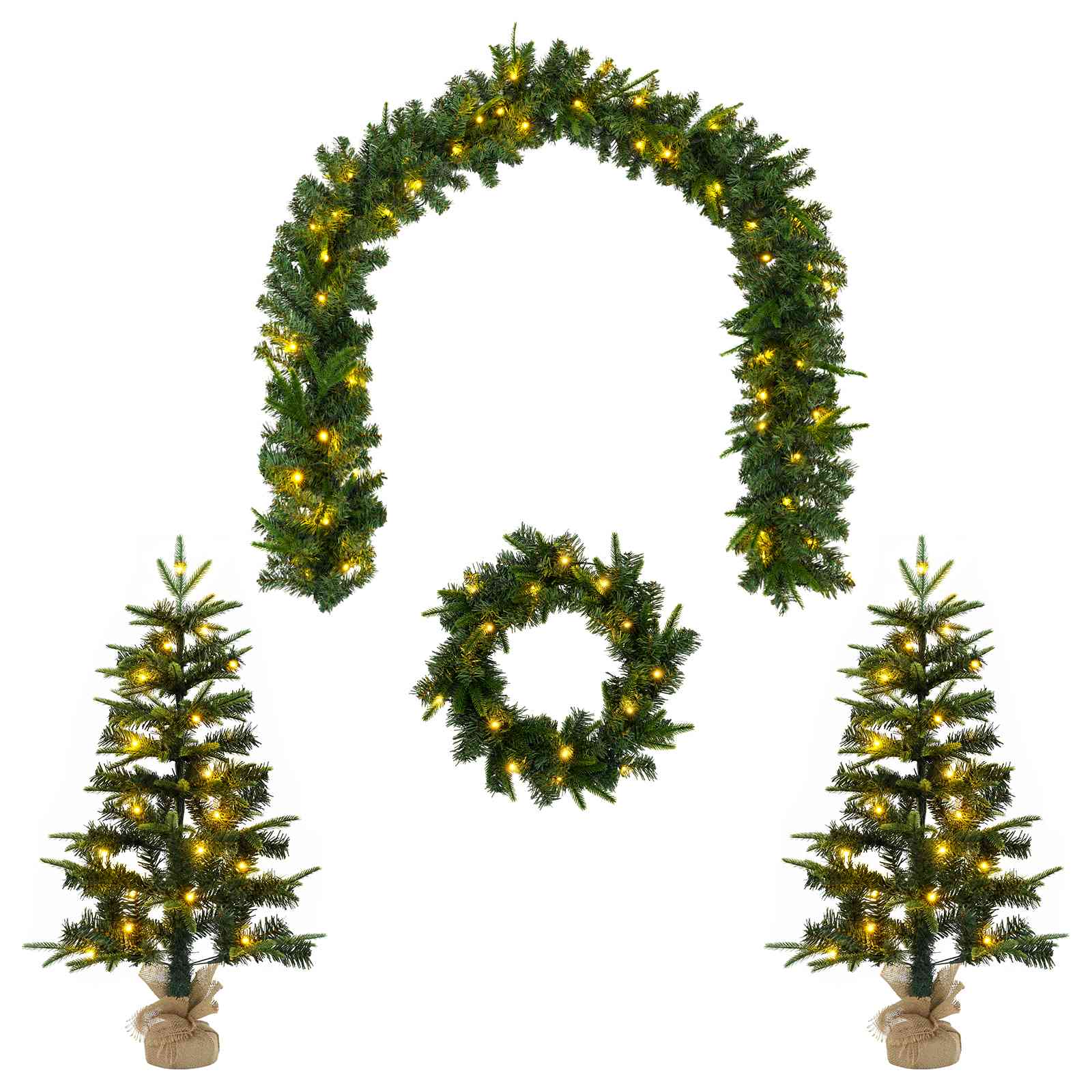 Mini božično drevesce 90 cm 175 LED Toplo bela PVC in PE Zelena
