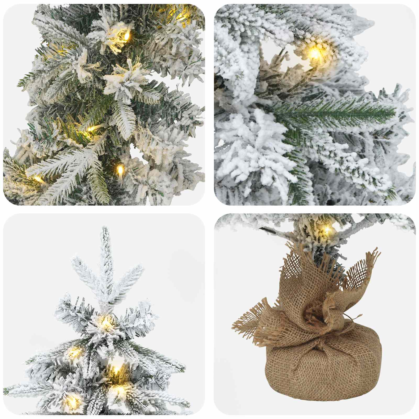Komplet mini božičnih dreves 90 cm 175 LED Toplo bela PVC in PE