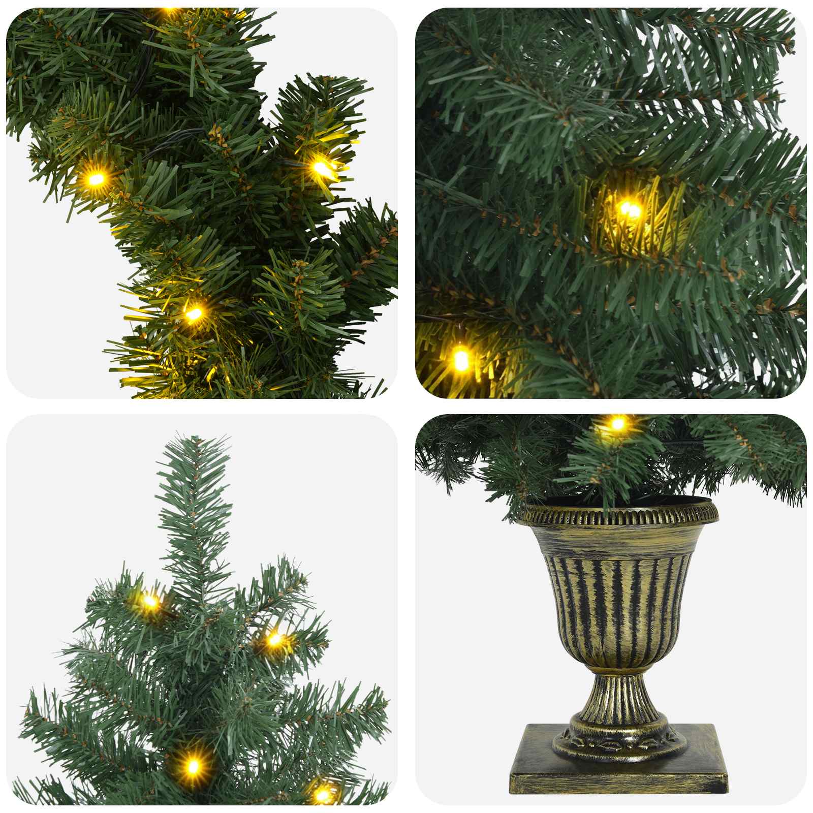 Komplet mini božičnih dreves 120 cm 275 LED Toplo bela PVC