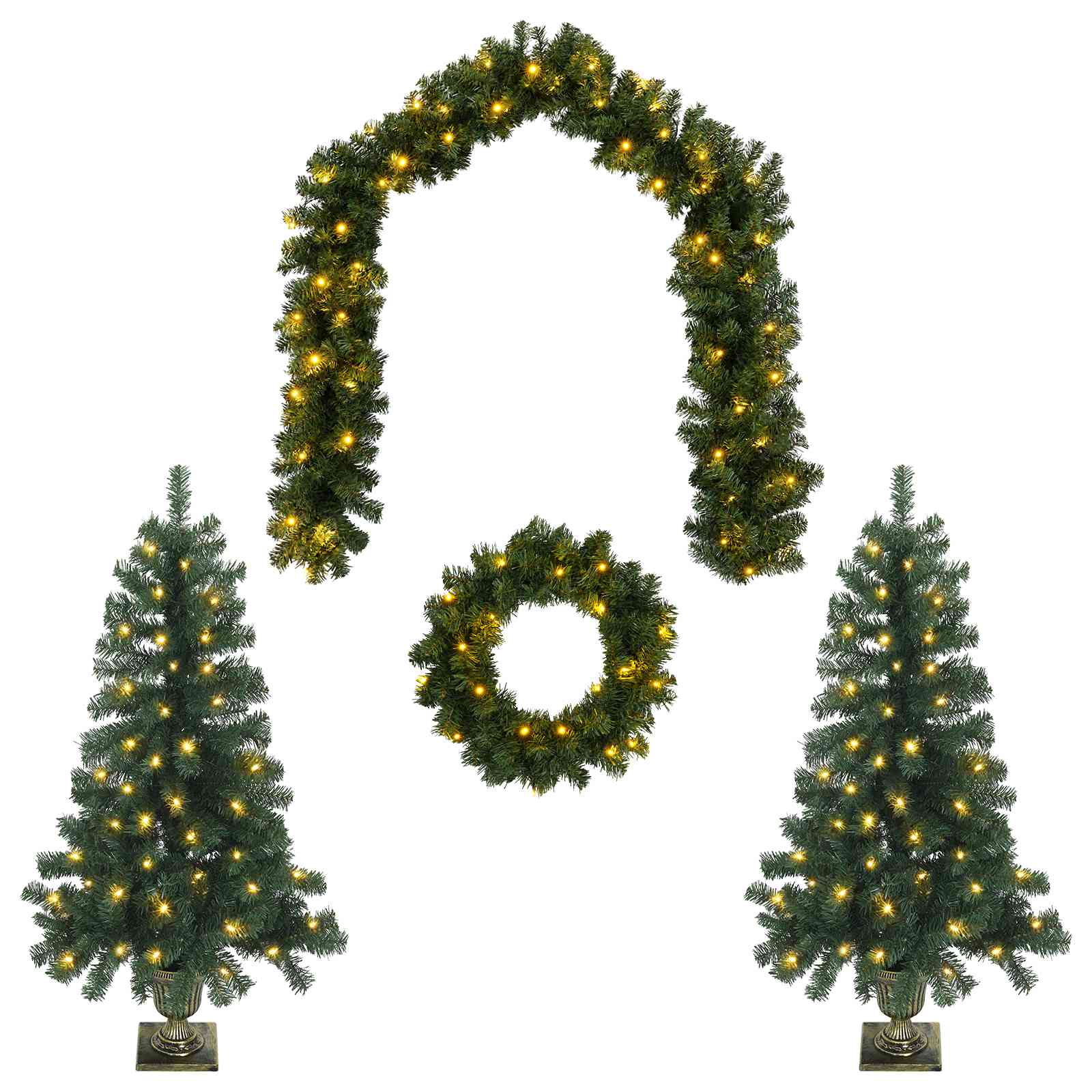 Komplet mini božičnih dreves 120 cm 275 LED Toplo bela PVC