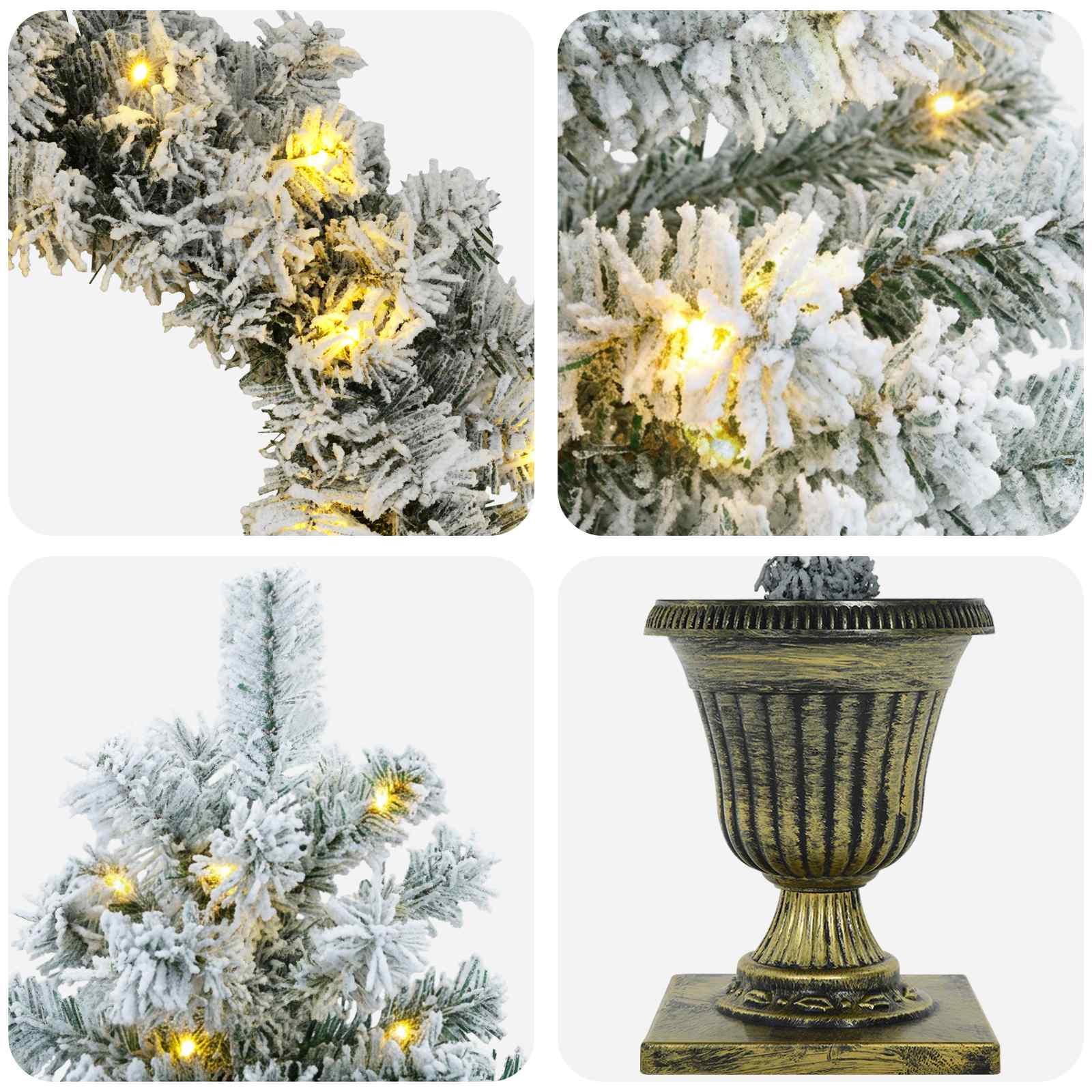 Komplet mini božičnih dreves 120 cm 275 LED Toplo bela PVC