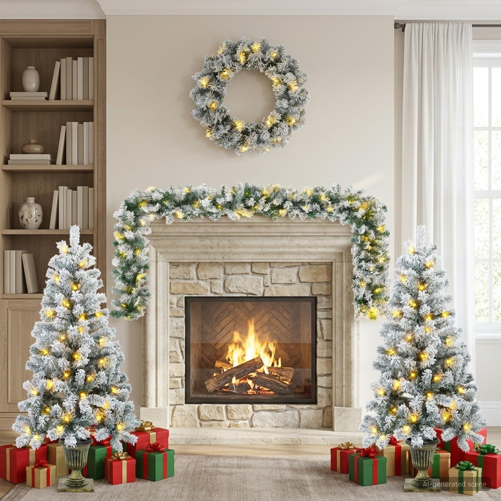 Komplet mini božičnih dreves 120 cm 275 LED Toplo bela PVC