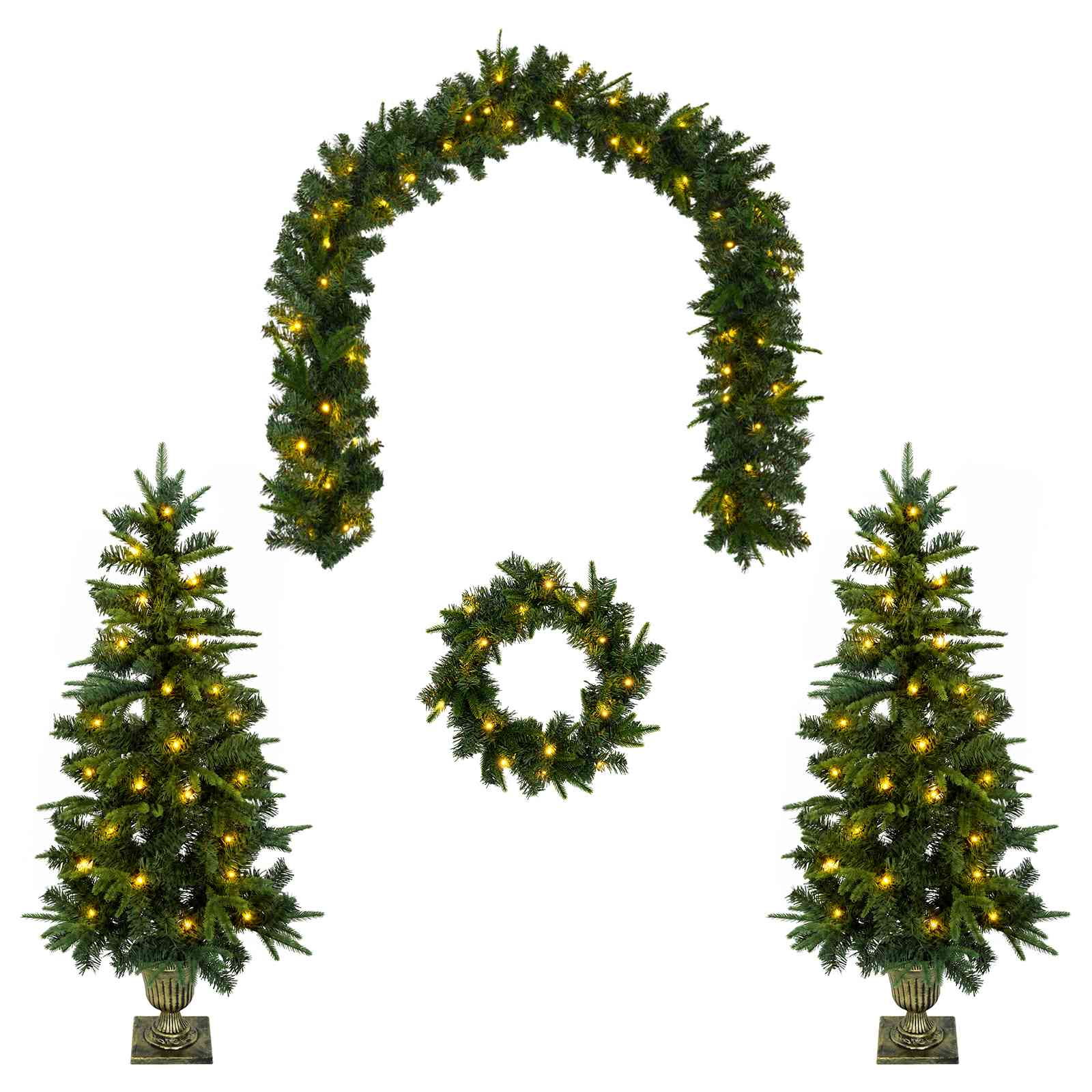 Komplet mini božičnih dreves 120 cm 275 LED Toplo bela