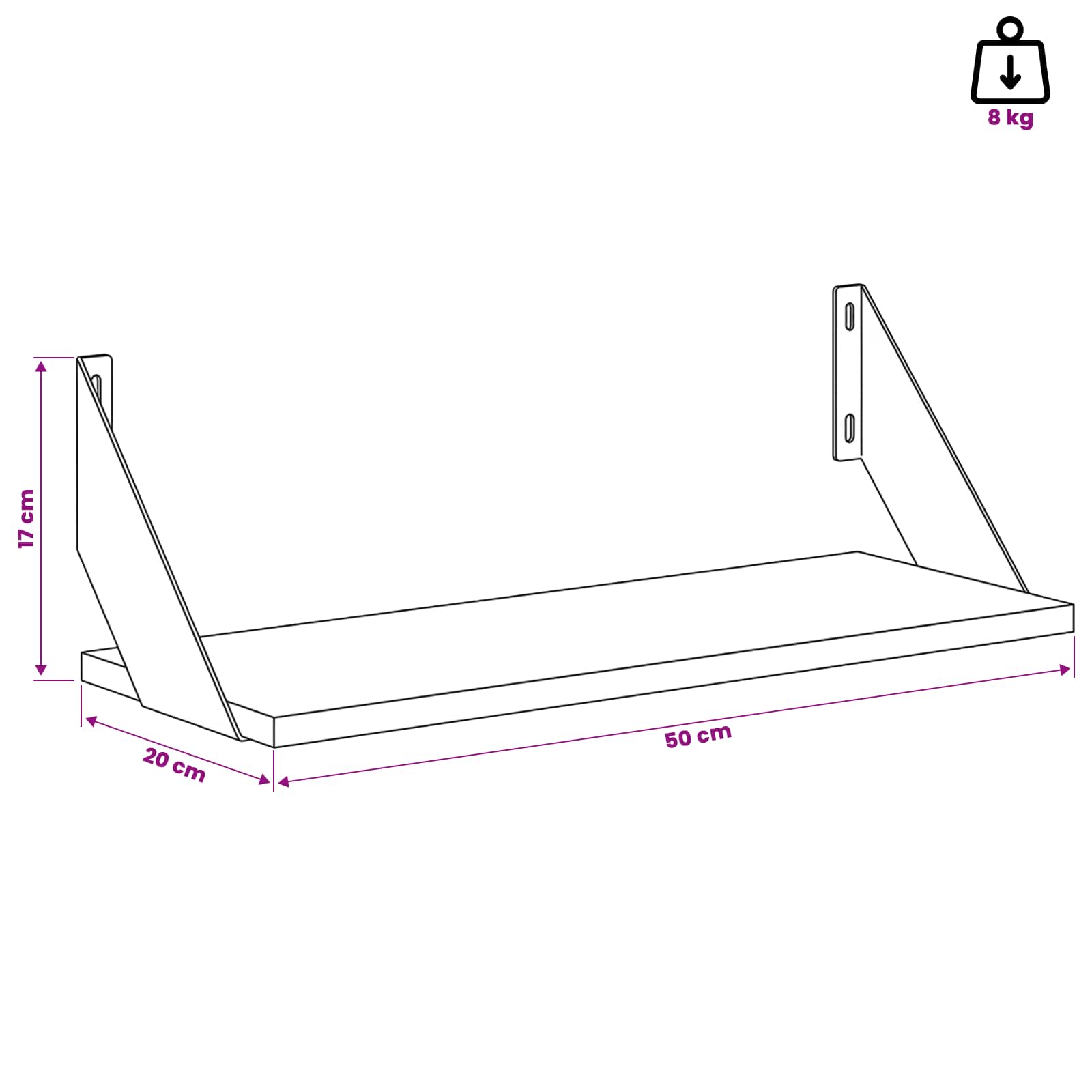 Stenske police 2 kos Artisan hrast 50 x 20 x 17 cm