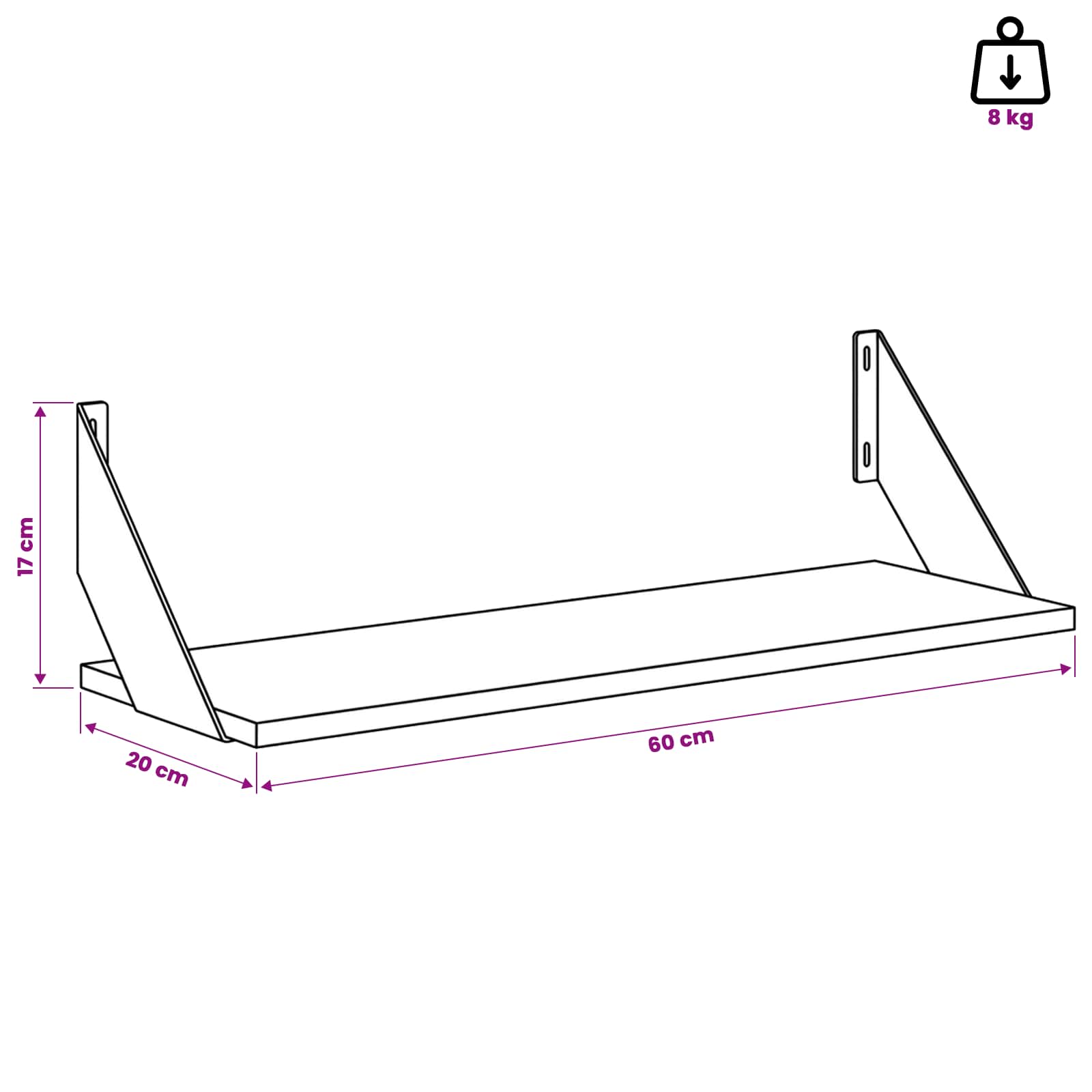 Stenske police 4 kos Črni hrast 60 x 20 x 17 cm