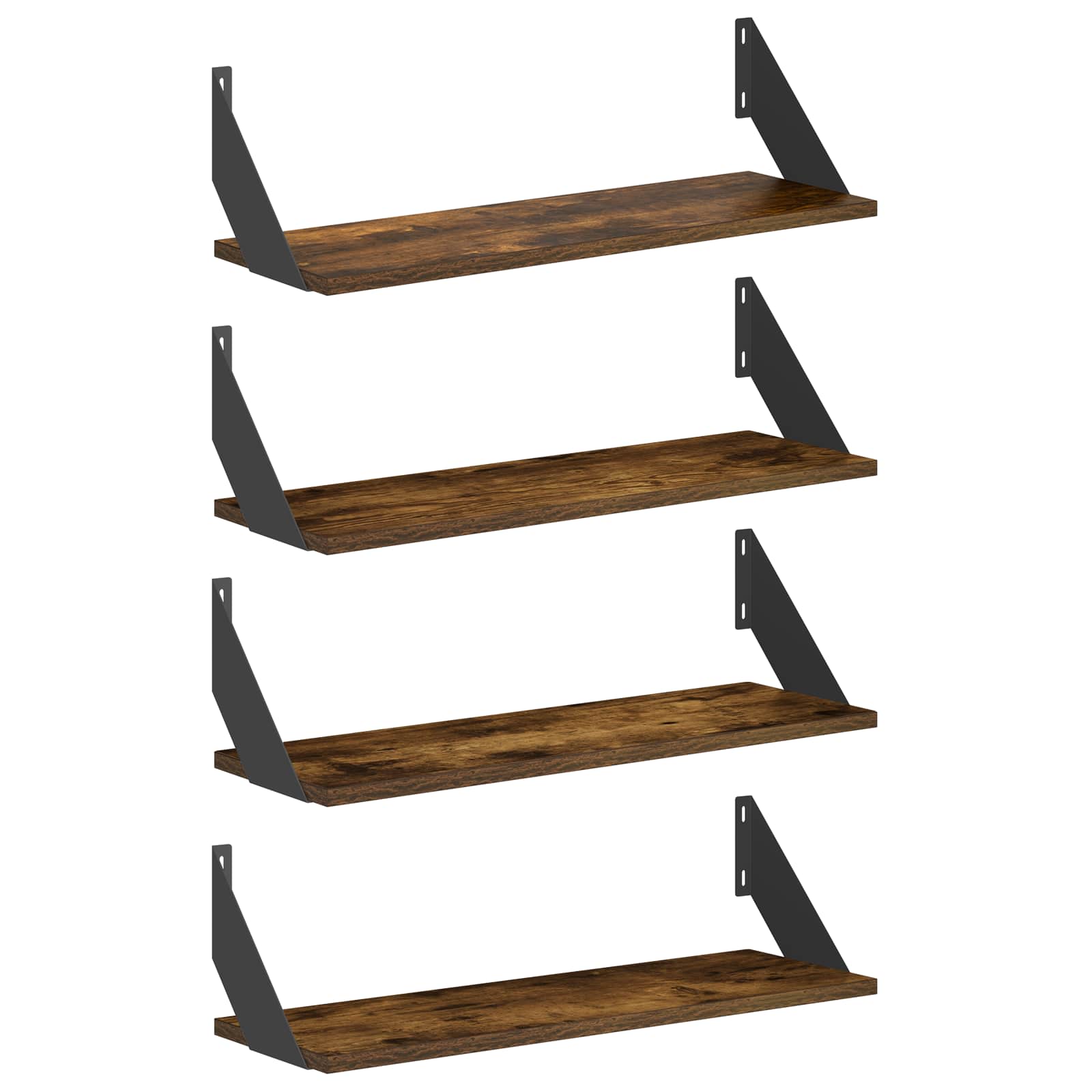 Stenske police 4 kos Dimljen hrast 60 x 20 x 17 cm