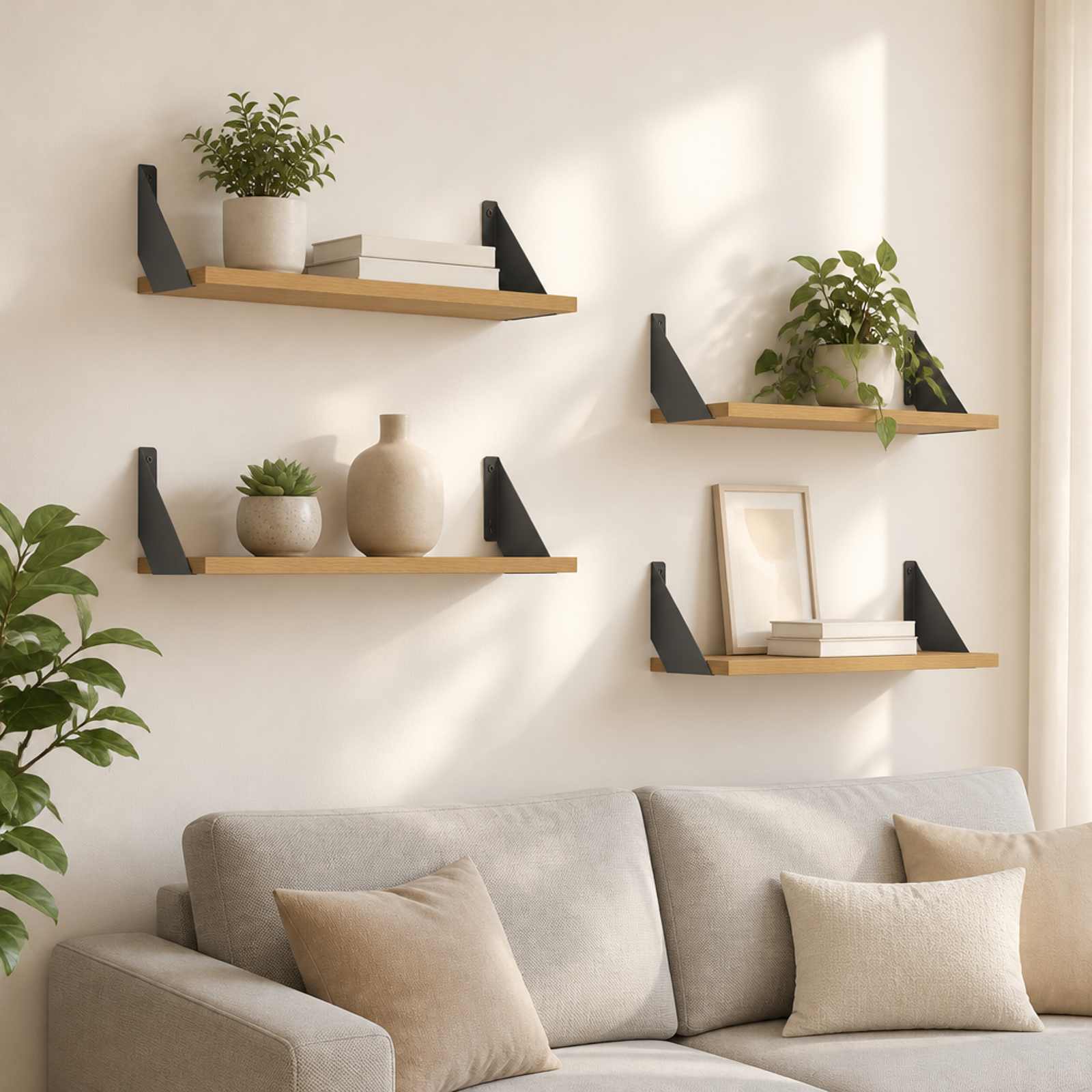 Stenske police 4 kos Artisan hrast 60 x 20 x 17 cm