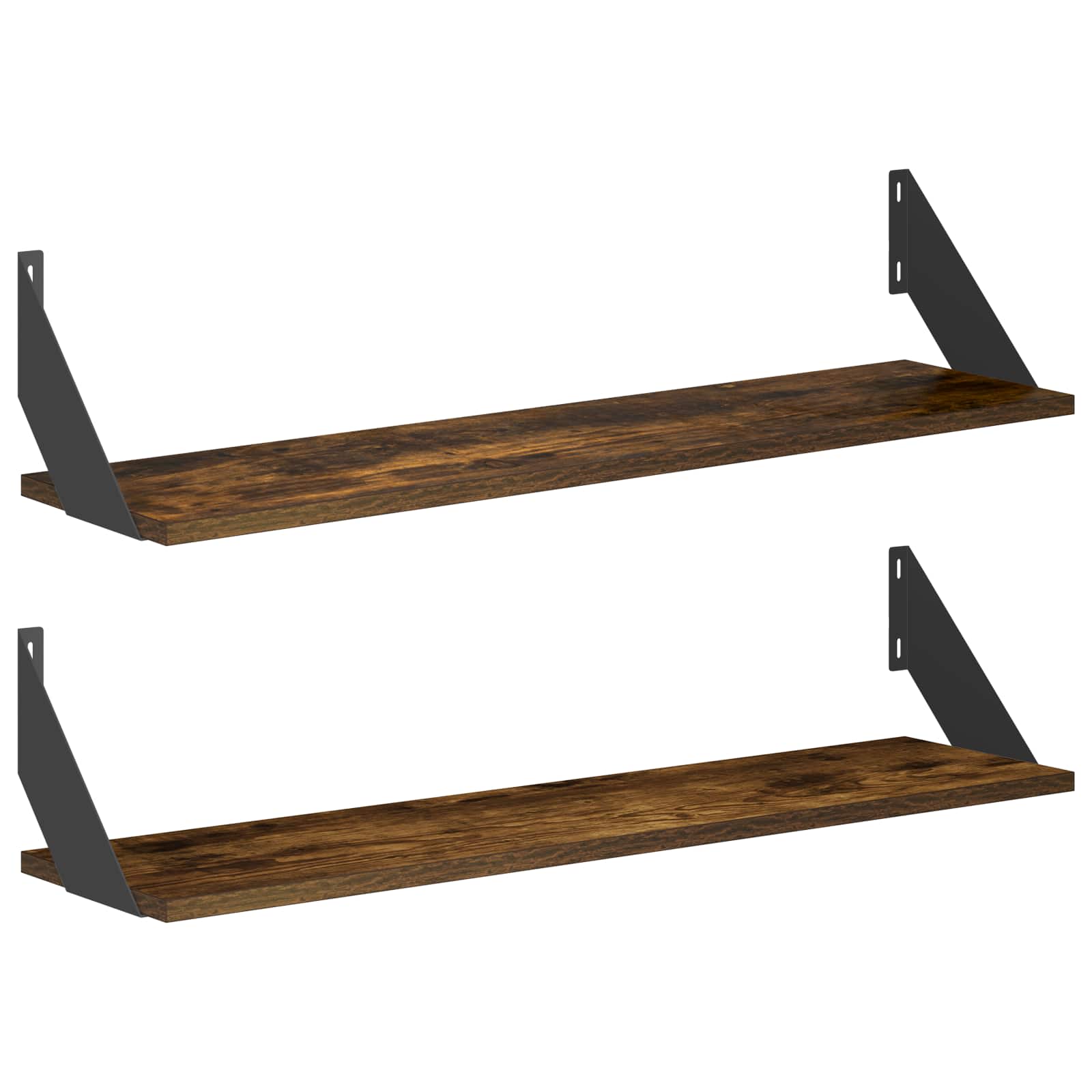 Stenske police 2 kos Dimljen hrast 80 x 20 x 17 cm