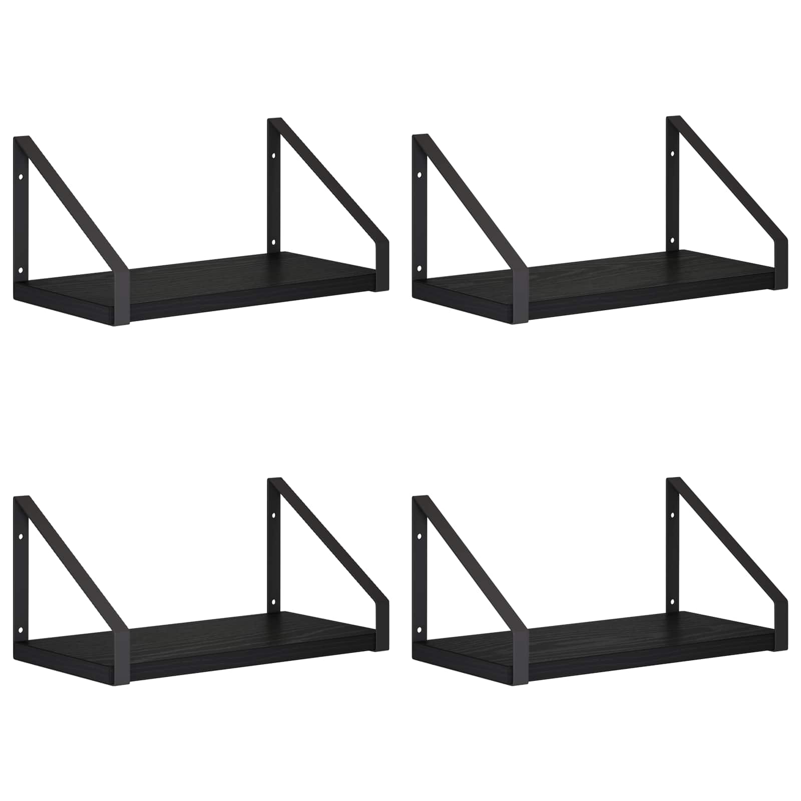 Stenske police 4 kos Črni hrast 30 x 16 x 15,5 cm