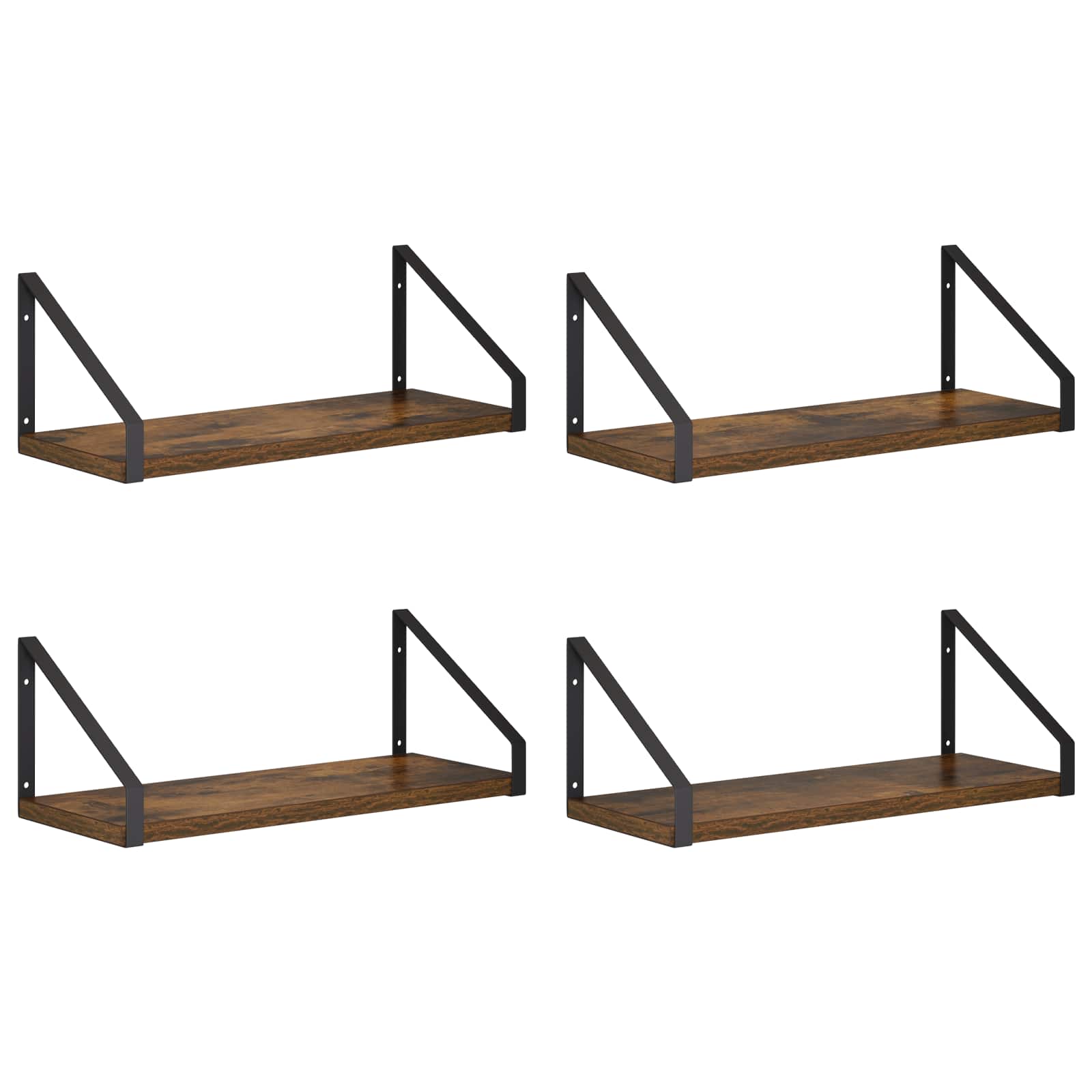 Stenske police 4 kos Dimljen hrast 40 x 16 x 15,5 cm