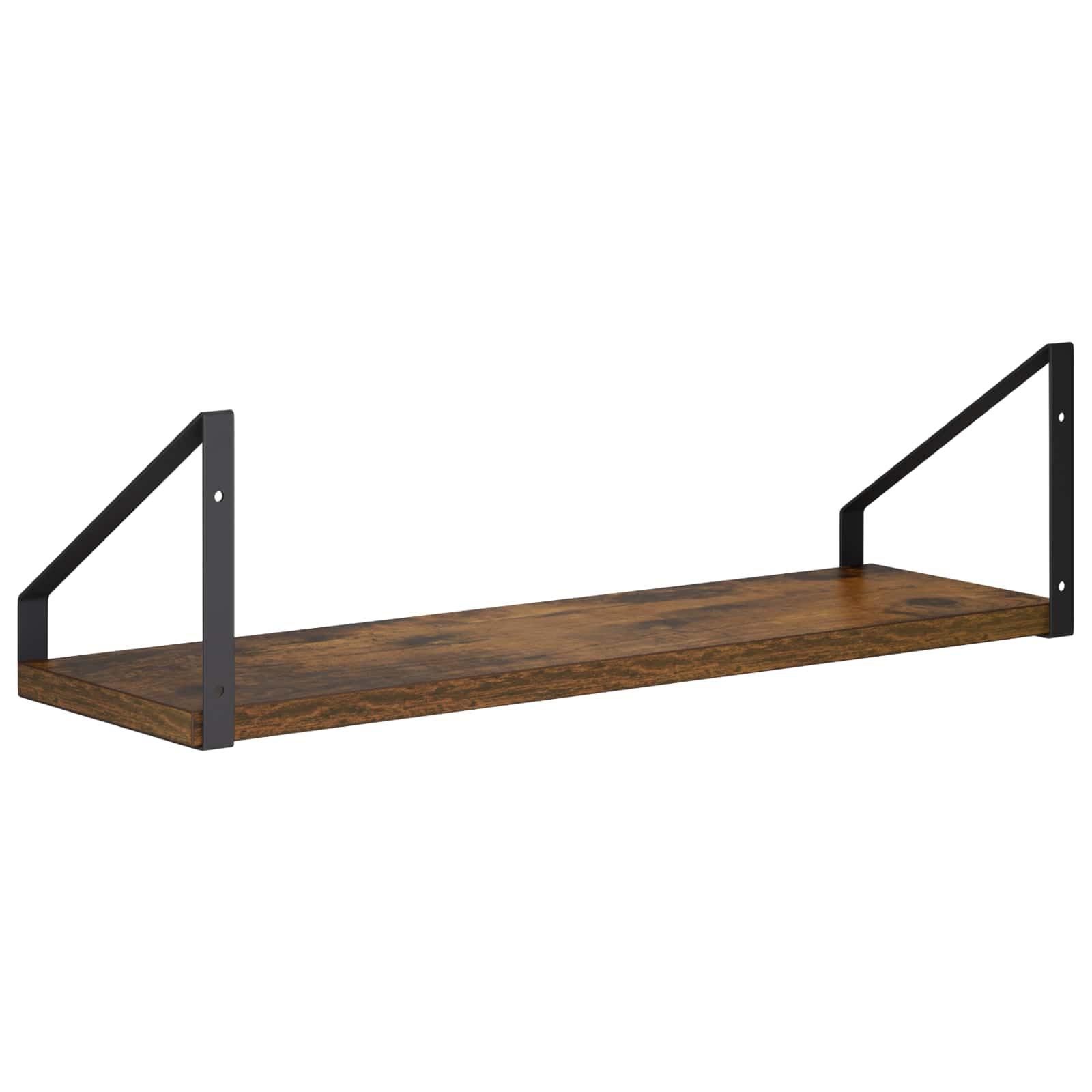 Stenske police 2 kos Dimljen hrast 50 x 16 x 15,5 cm