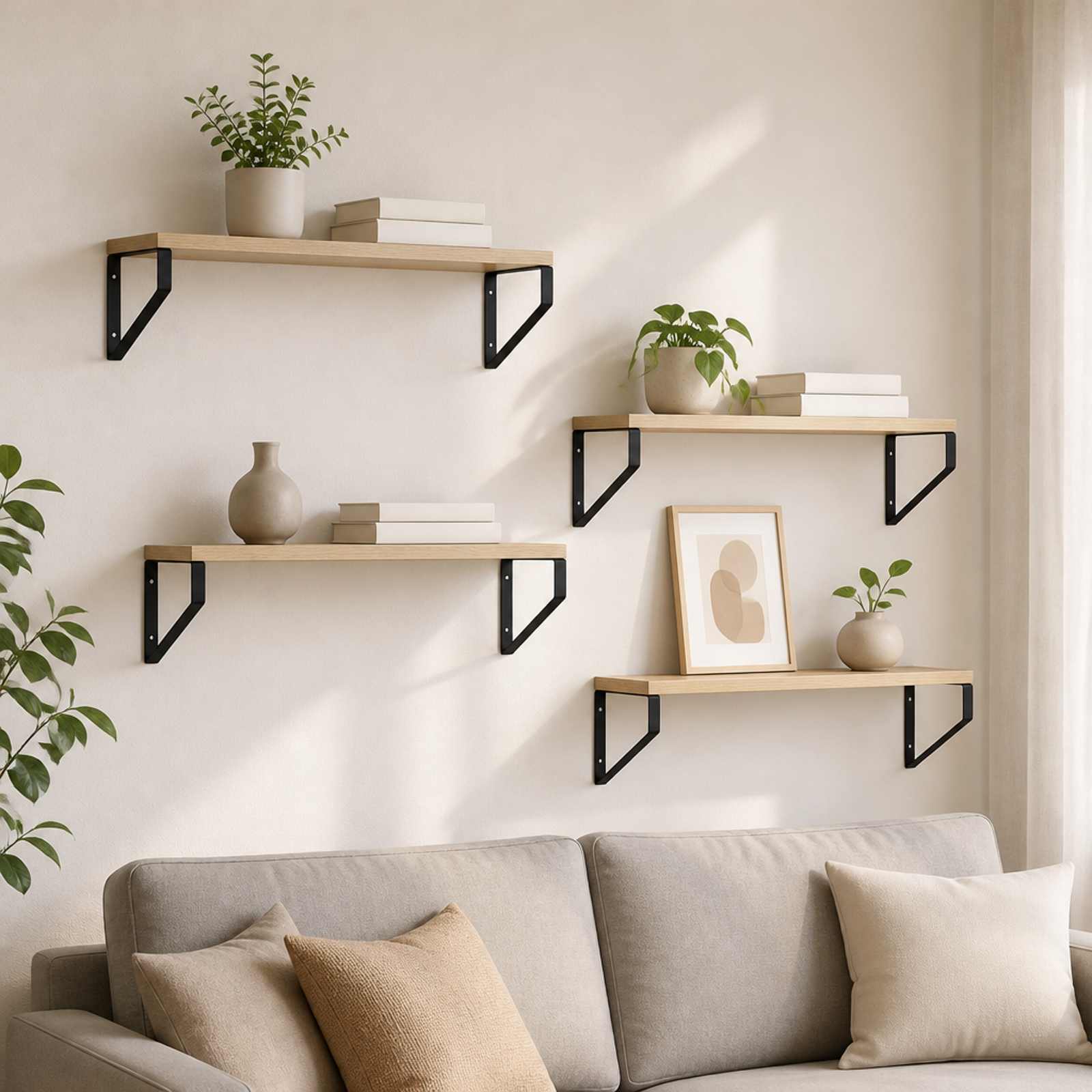 Stenske police 4 kos Sonoma hrast 60 x 16 x 15,5 cm