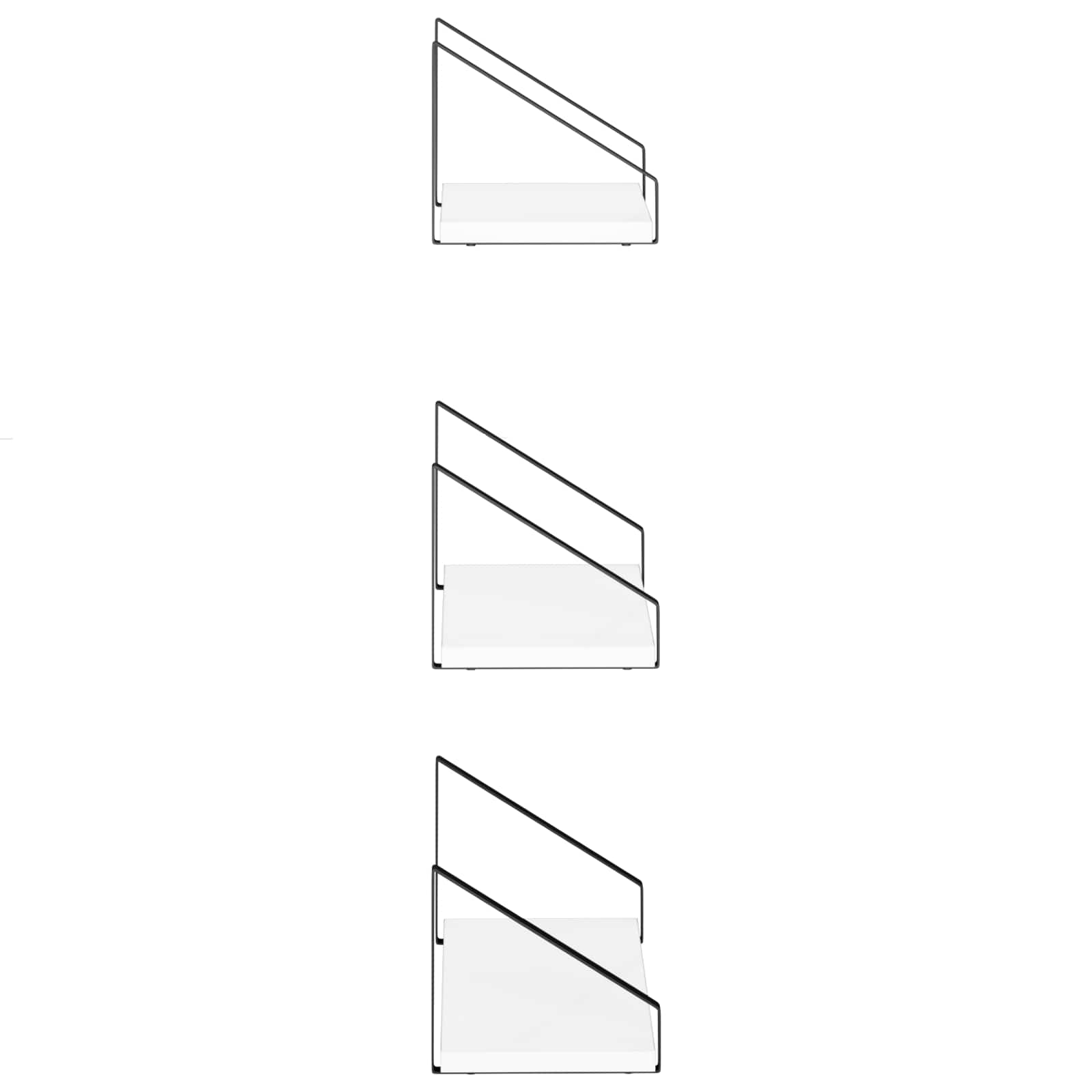 Stenske police 3 kos Bela 40 x 16 x 15,5 cm