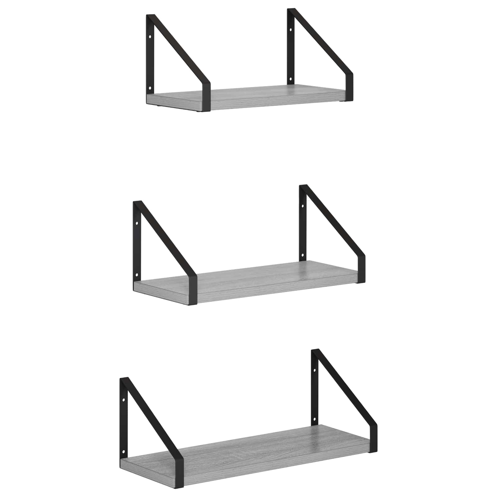 Stenske police 3 kos Siva Sonoma 40 x 16 x 15,5 cm
