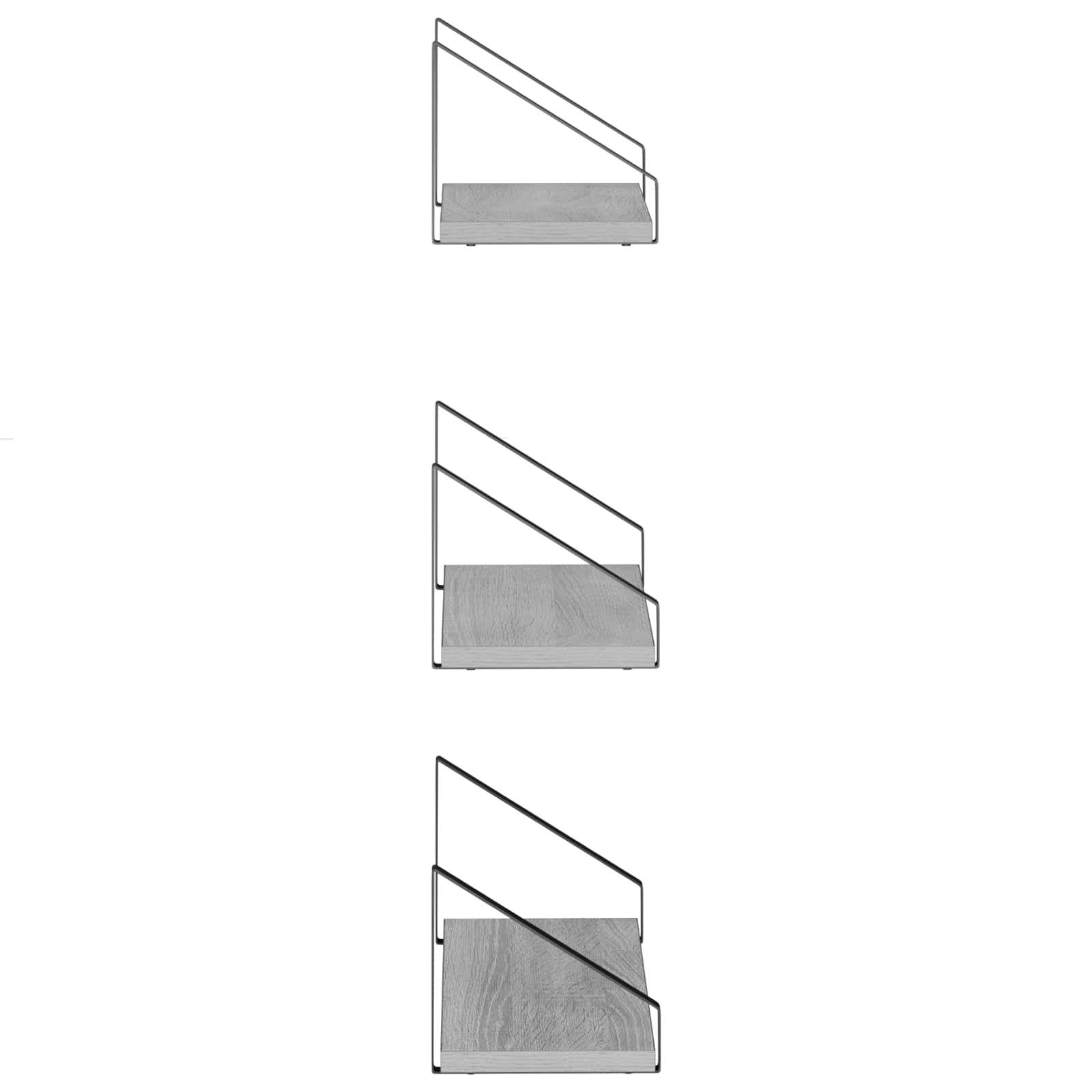 Stenske police 3 kos Siva Sonoma 40 x 16 x 15,5 cm