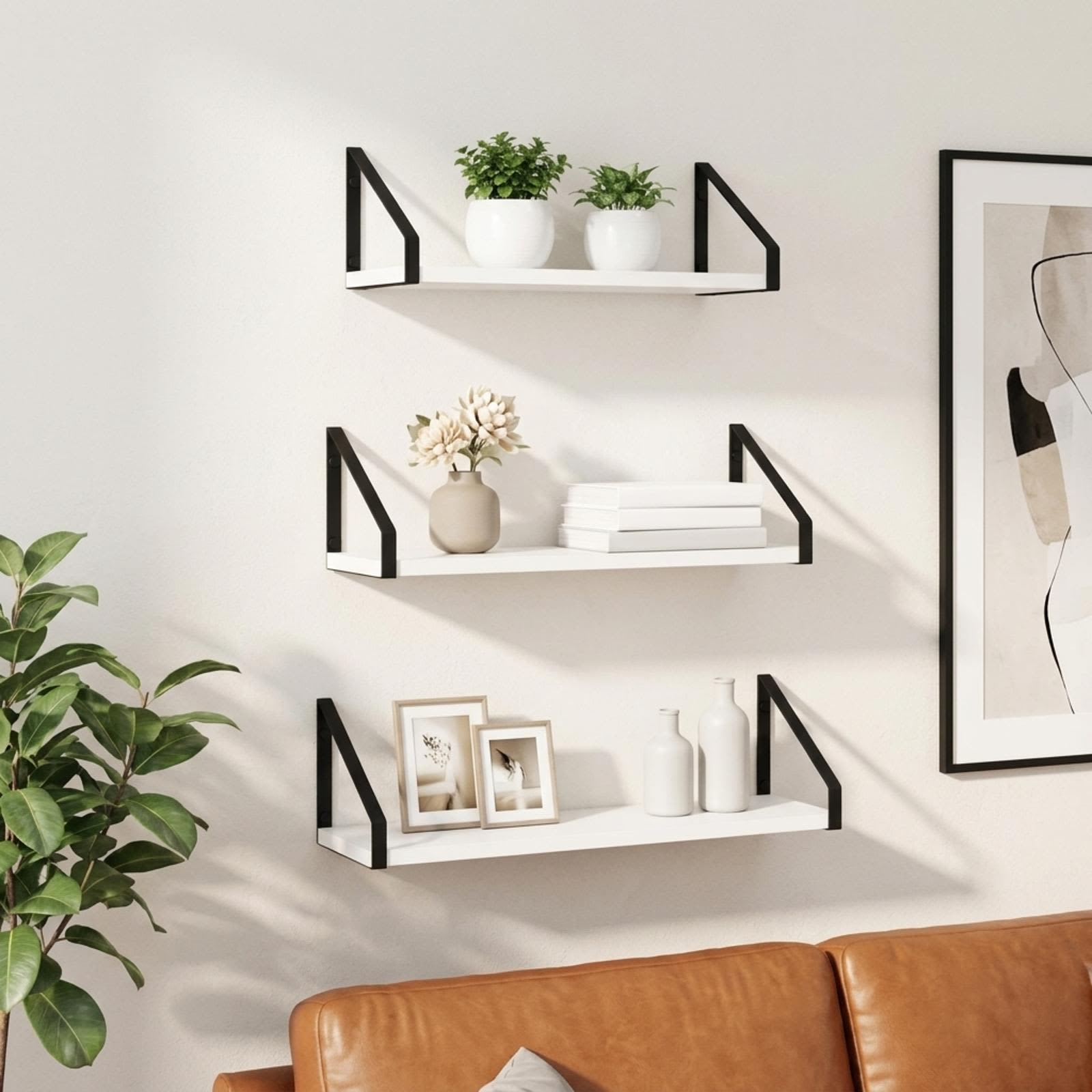 vidaXL Vegghyller 3 stk. Hvit 60 x 16 x 15,5 cm