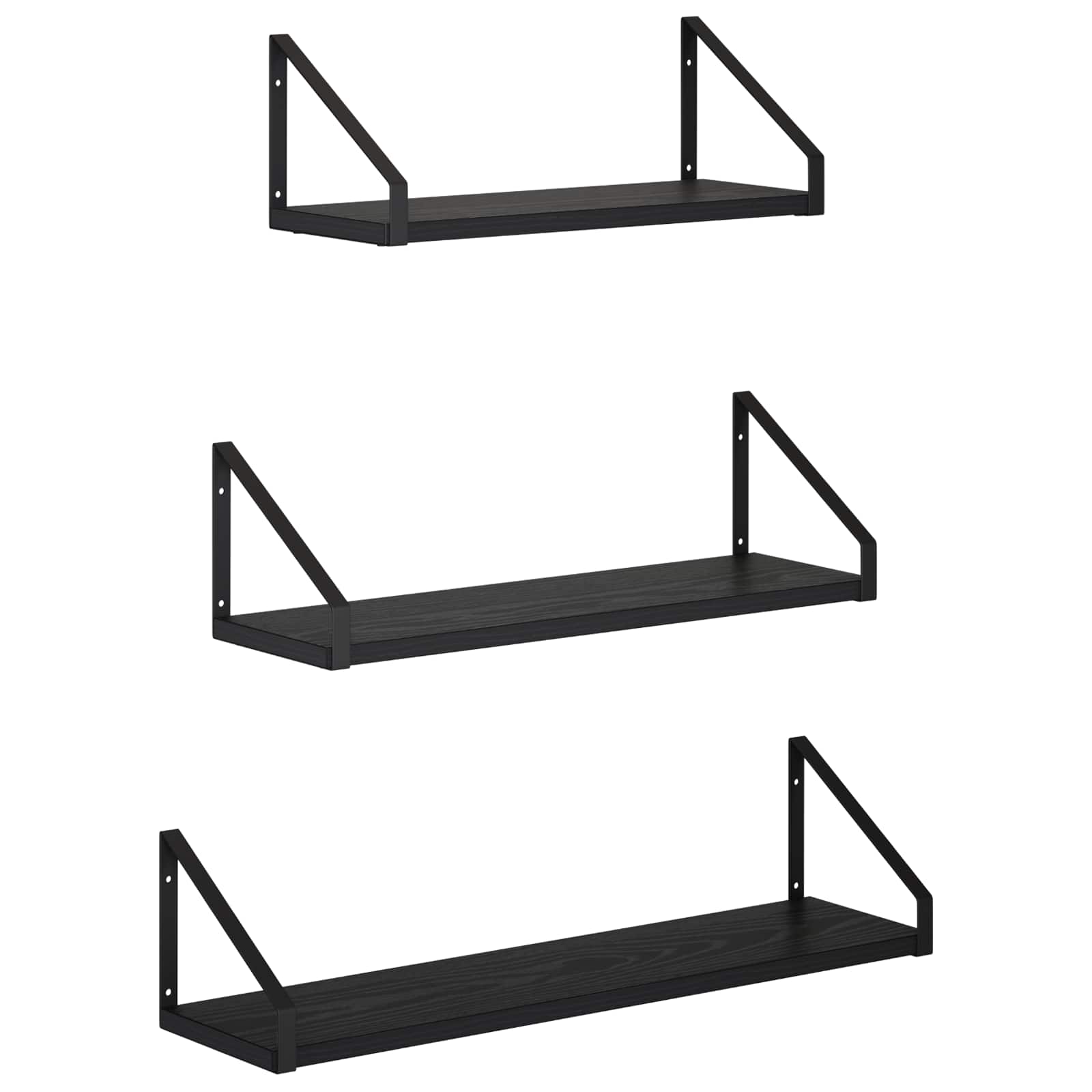 Stenske police 3 kos Črni hrast 60 x 16 x 15,5 cm
