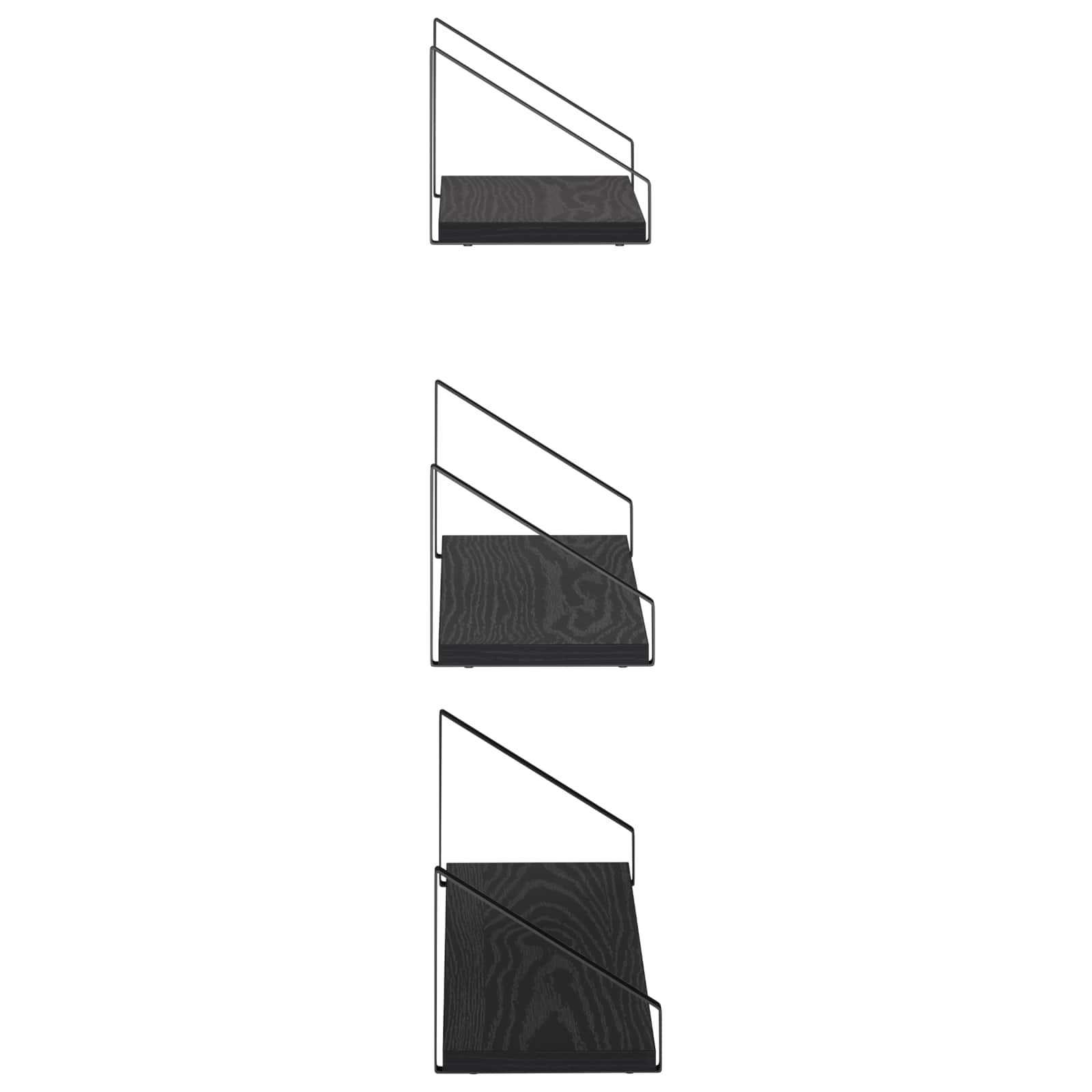 Stenske police 3 kos Črni hrast 60 x 16 x 15,5 cm