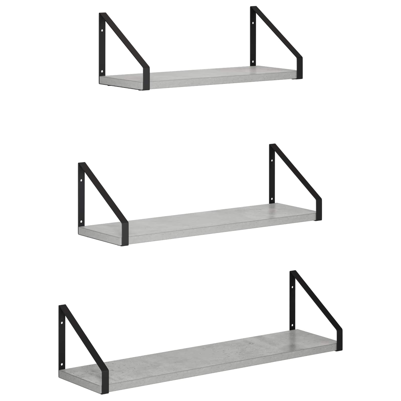 Stenske police 3 kos Betonsko siva 60 x 16 x 15,5 cm