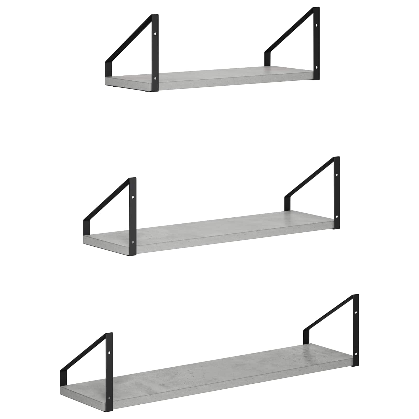 Stenske police 3 kos Betonsko siva 60 x 16 x 15,5 cm