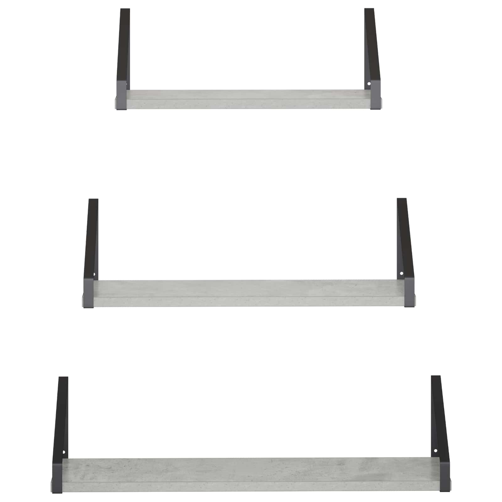 Stenske police 3 kos Betonsko siva 60 x 16 x 15,5 cm