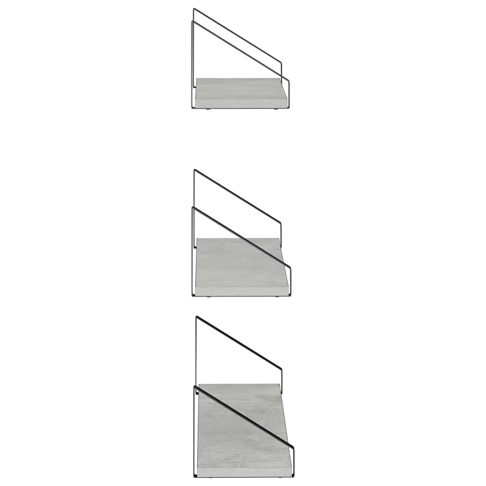 Stenske police 3 kos Betonsko siva 60 x 16 x 15,5 cm
