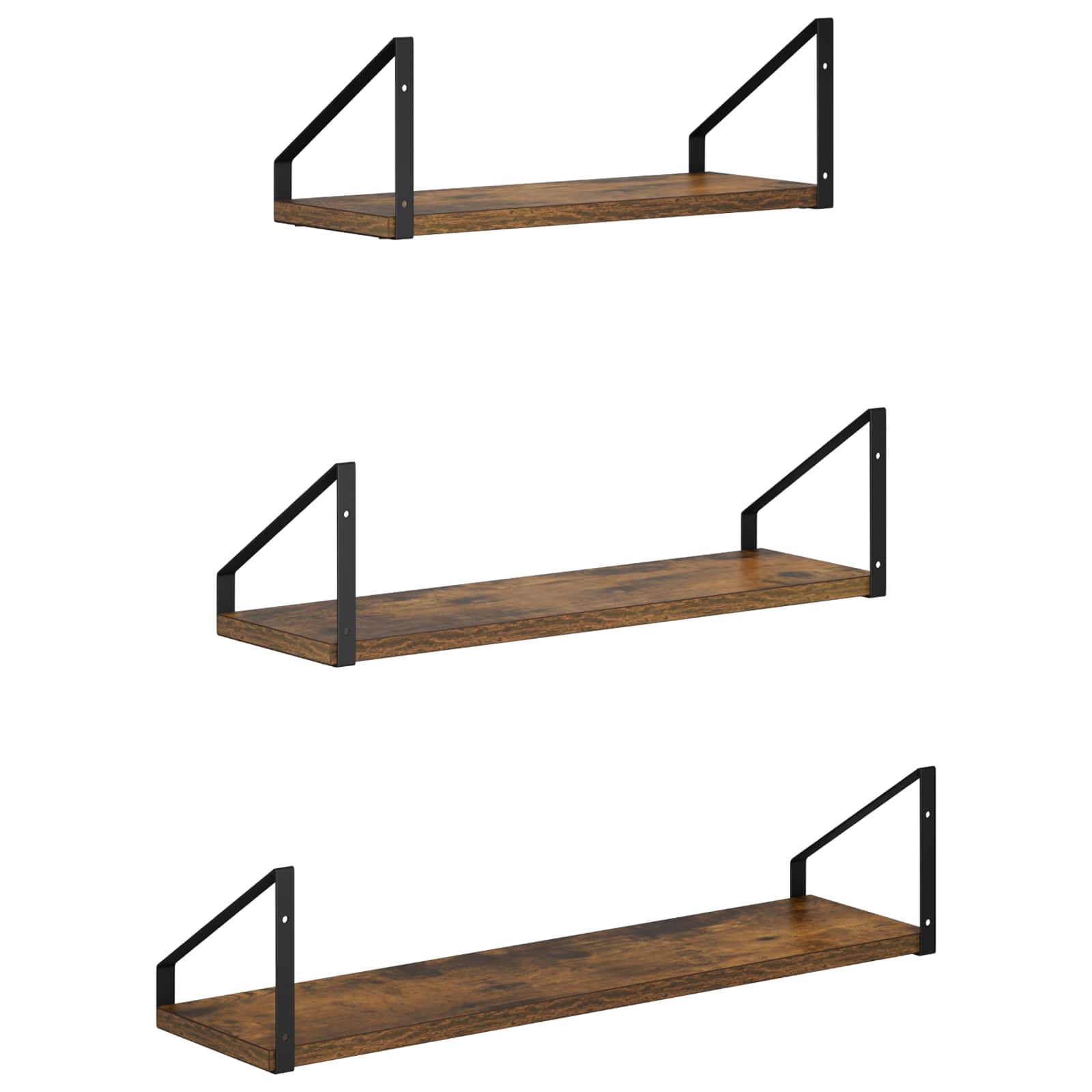 Stenske police 3 kos Dimljen hrast 60 x 16 x 15,5 cm