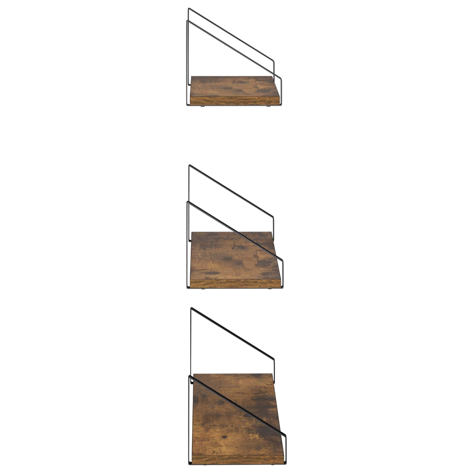 Stenske police 3 kos Dimljen hrast 60 x 16 x 15,5 cm