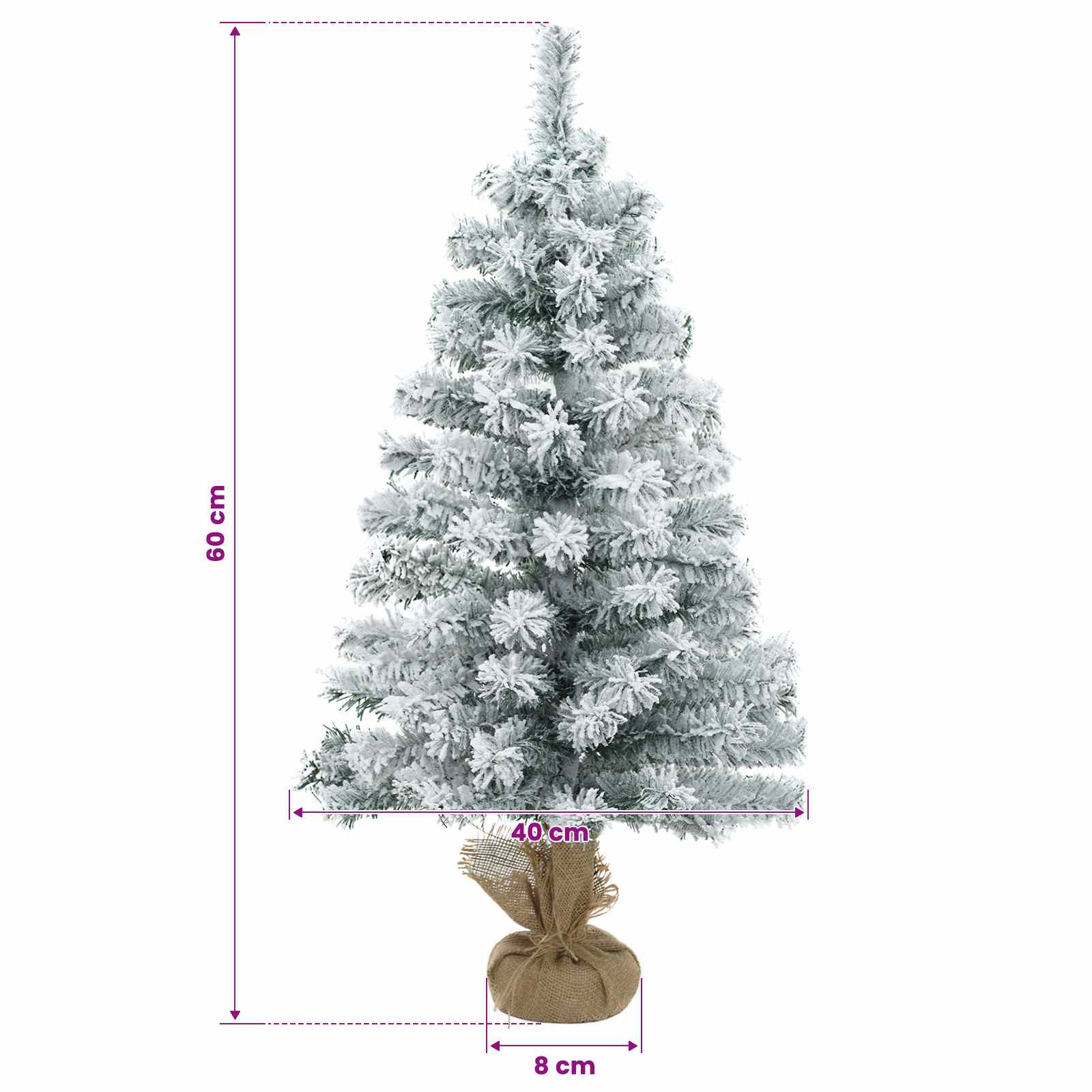 Mini zasneženo božično drevo 60 cm PVC Zelena in Bela