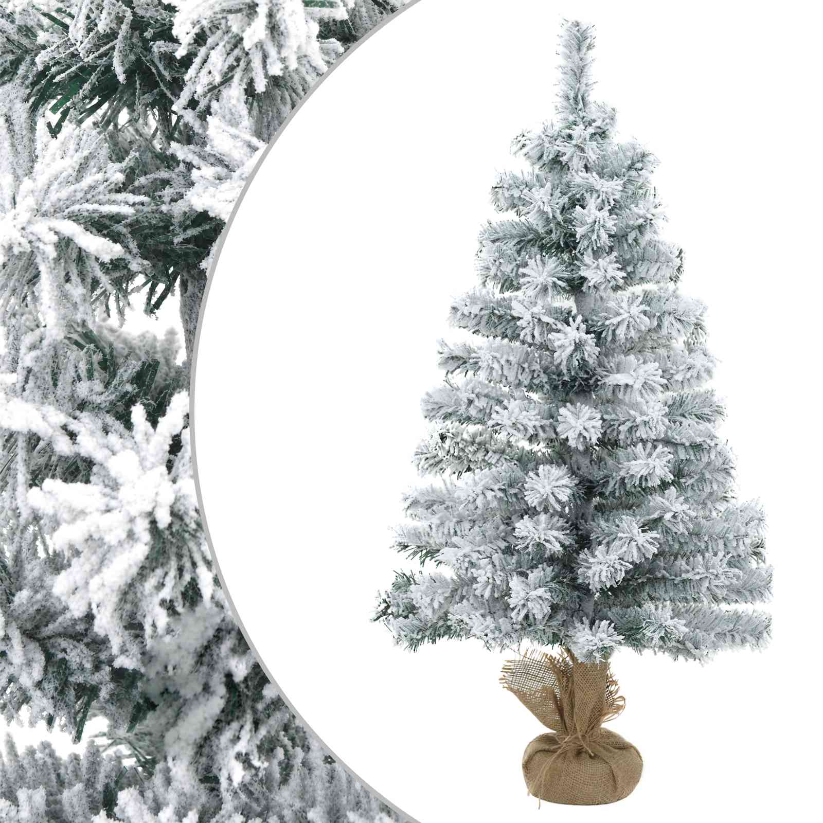 Mini zasneženo božično drevo 90 cm PVC Zelena in Bela