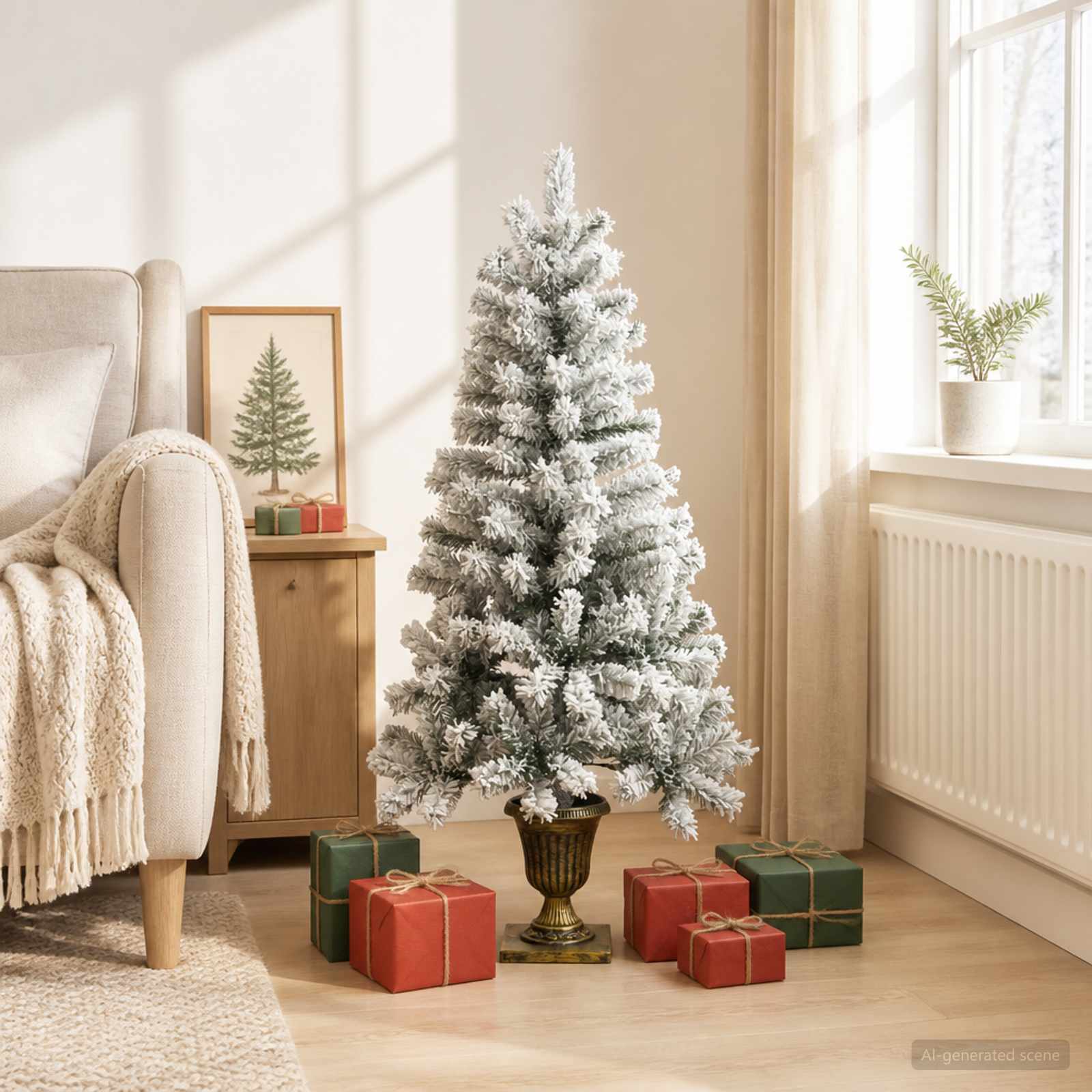 Mini zasneženo božično drevesce 120 cm PVC Zelena in Bela