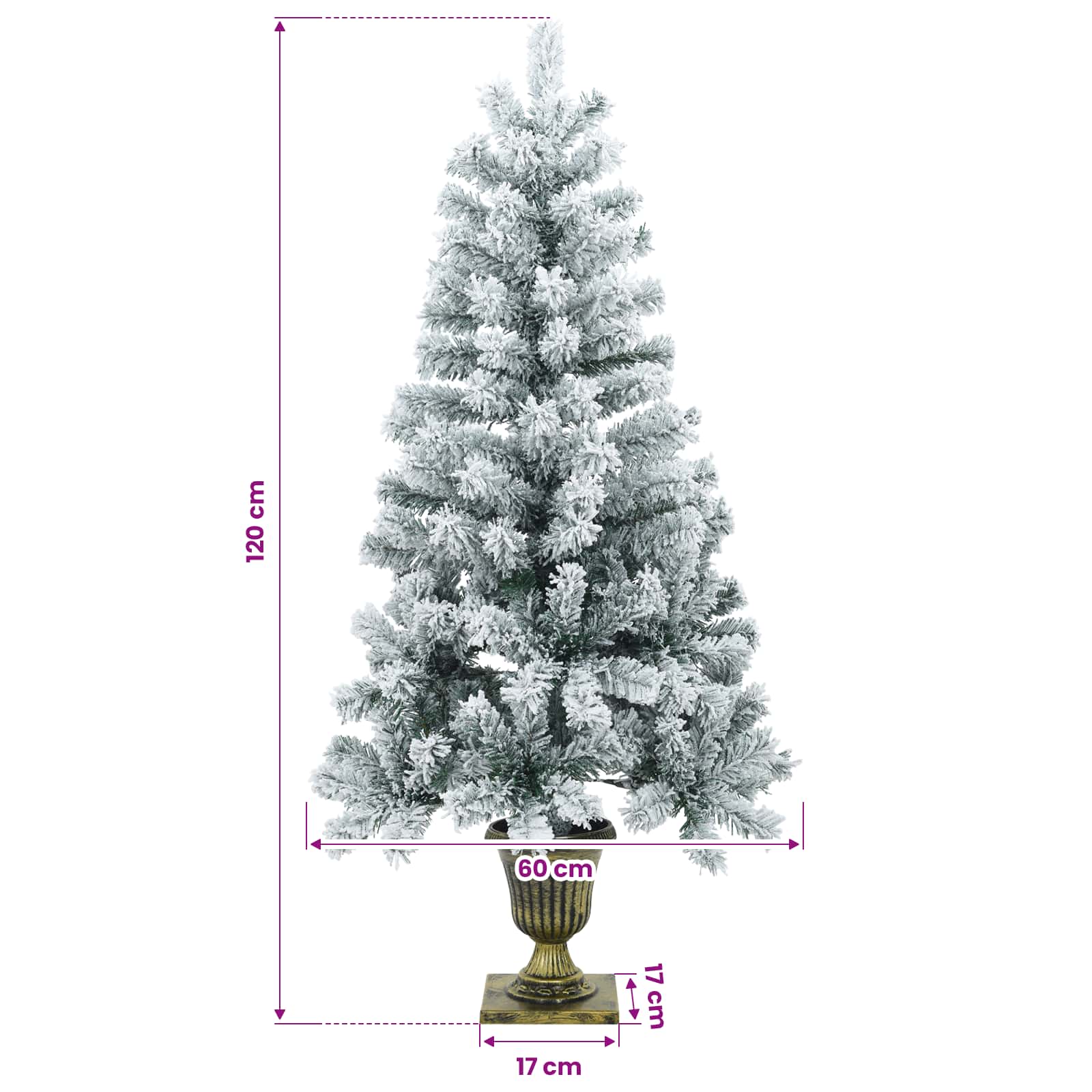 Mini zasneženo božično drevesce 120 cm PVC Zelena in Bela