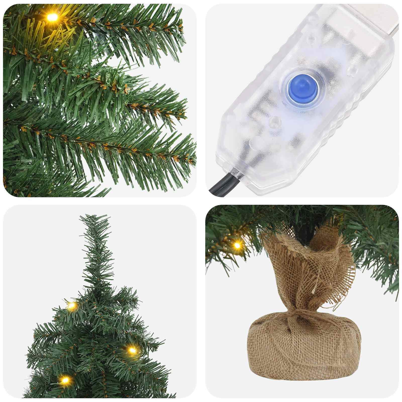 Mini božično drevesce 60 cm 25 LED Toplo bela PVC Zelena