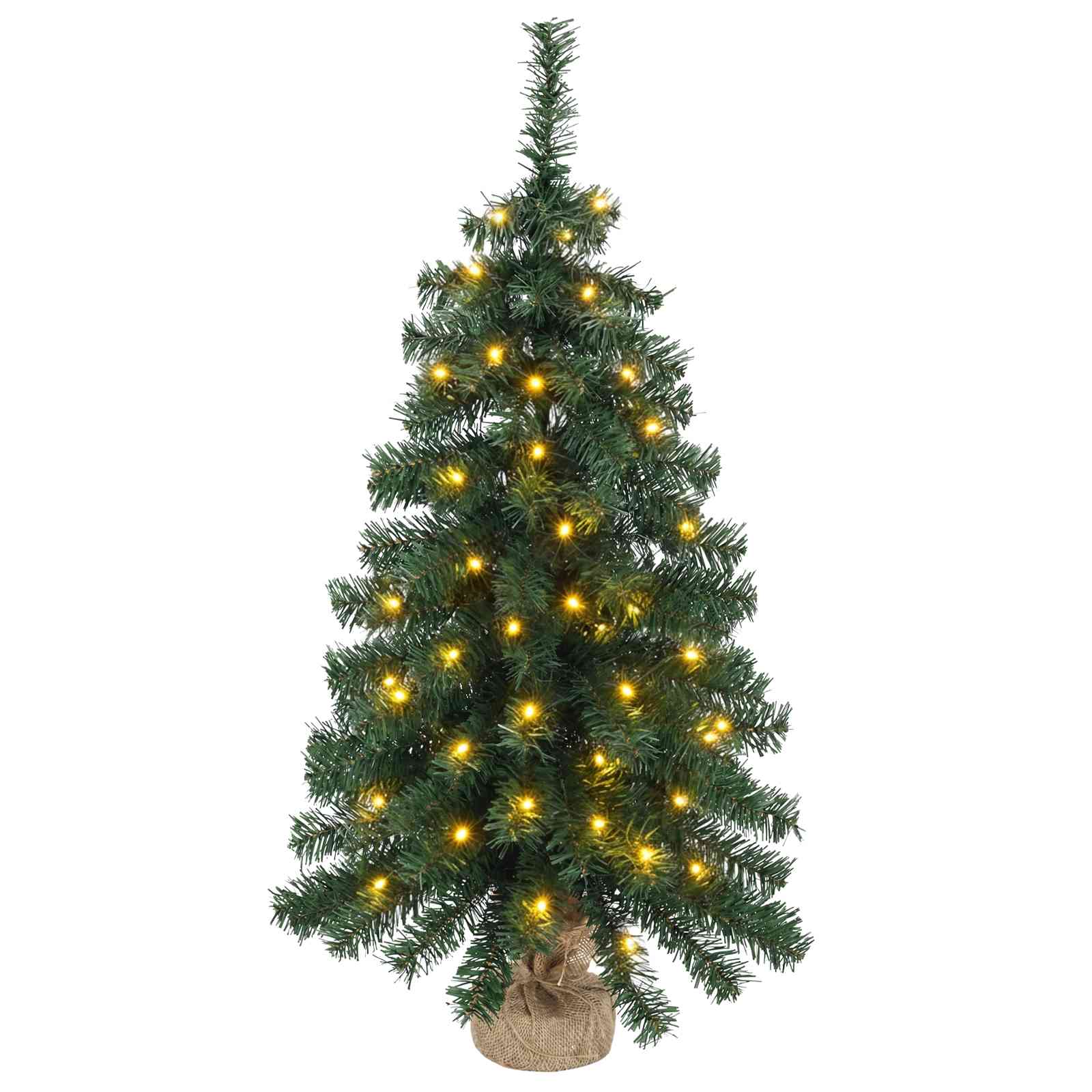 Mini božično drevesce 60 cm 25 LED Toplo bela PVC Zelena