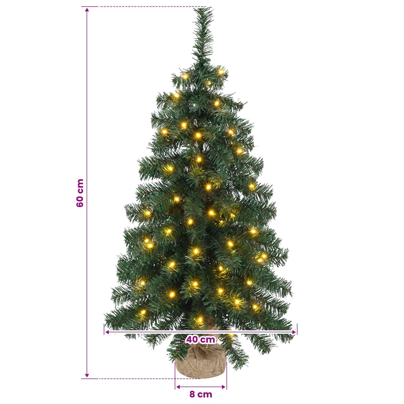 Mini božično drevesce 60 cm 25 LED Toplo bela PVC Zelena