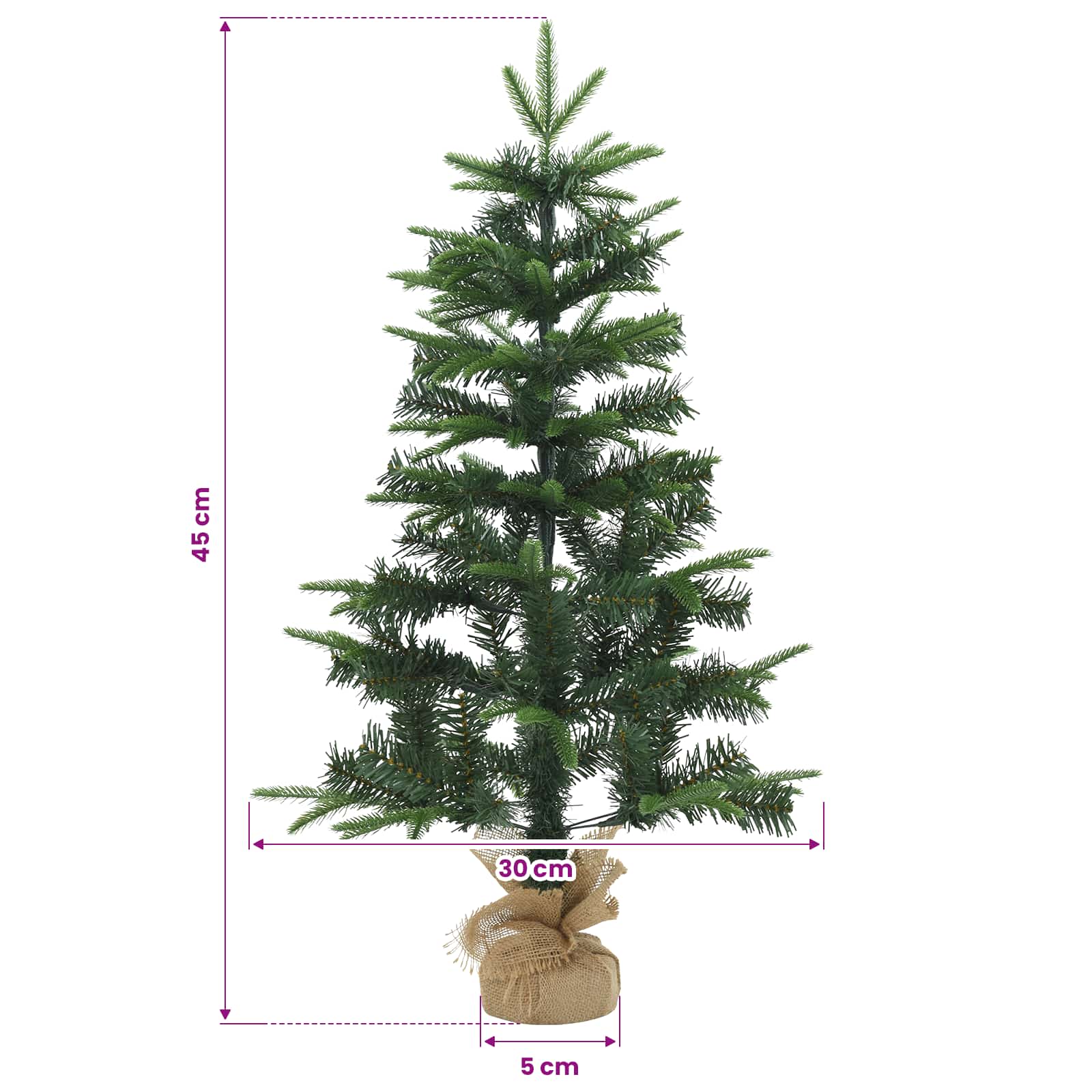 Mini božično drevesce 45 cm PVC in PE Zelena