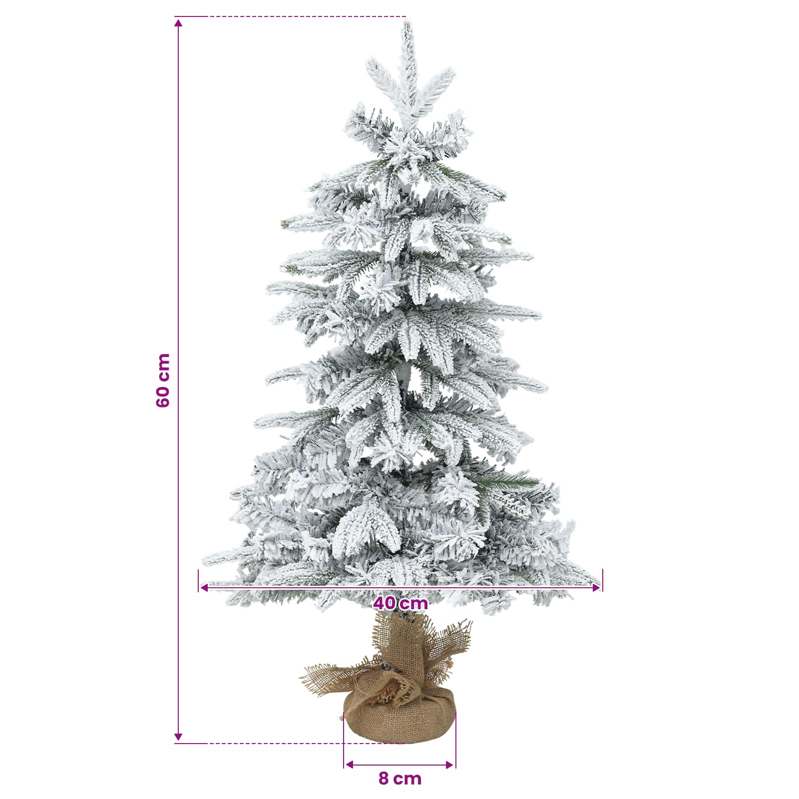 Mini zasneženo božično drevesce 60 cm PVC in PE Zelena in Bela