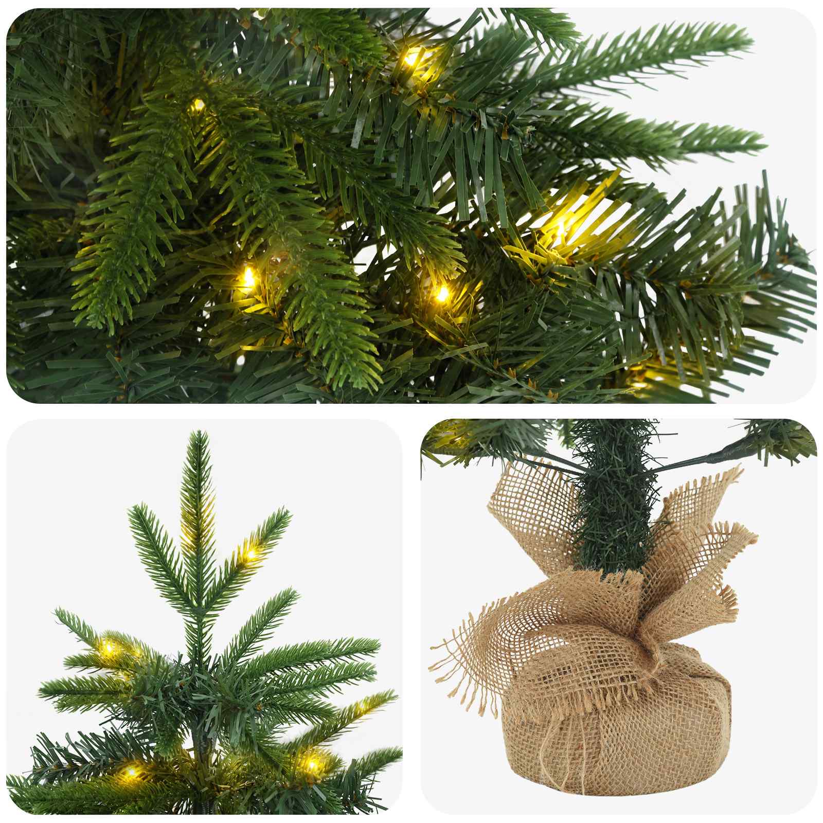 Mini božično drevesce 45 cm 25 LED Toplo bela PVC in PE Zelena