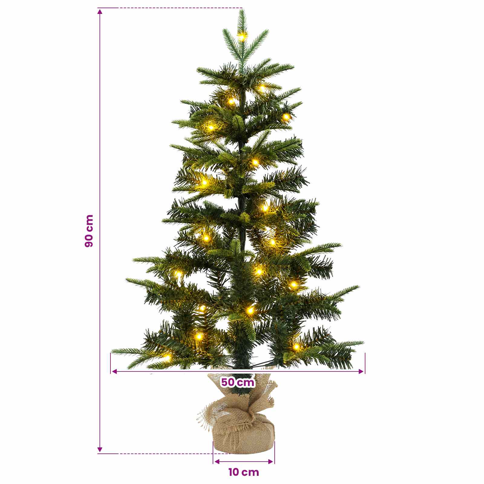 Mini božično drevesce 90 cm 50 LED Toplo bela PVC in PE Zelena