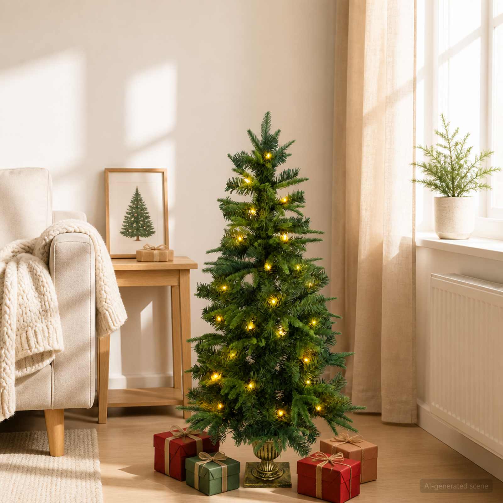 Mini božično drevesce 120 cm 100 LED Toplo bela PVC in PE