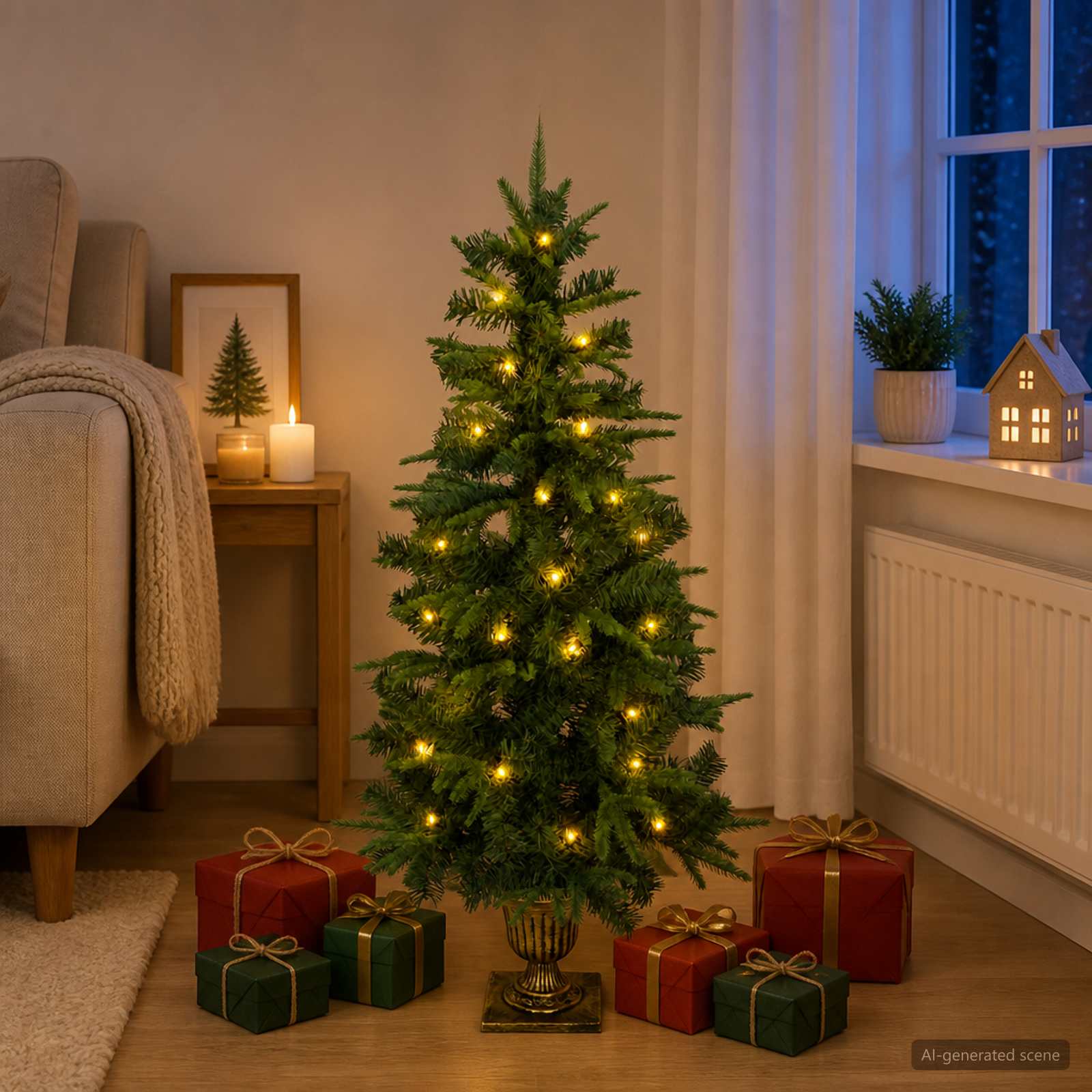 Mini božično drevesce 120 cm 100 LED Toplo bela PVC in PE