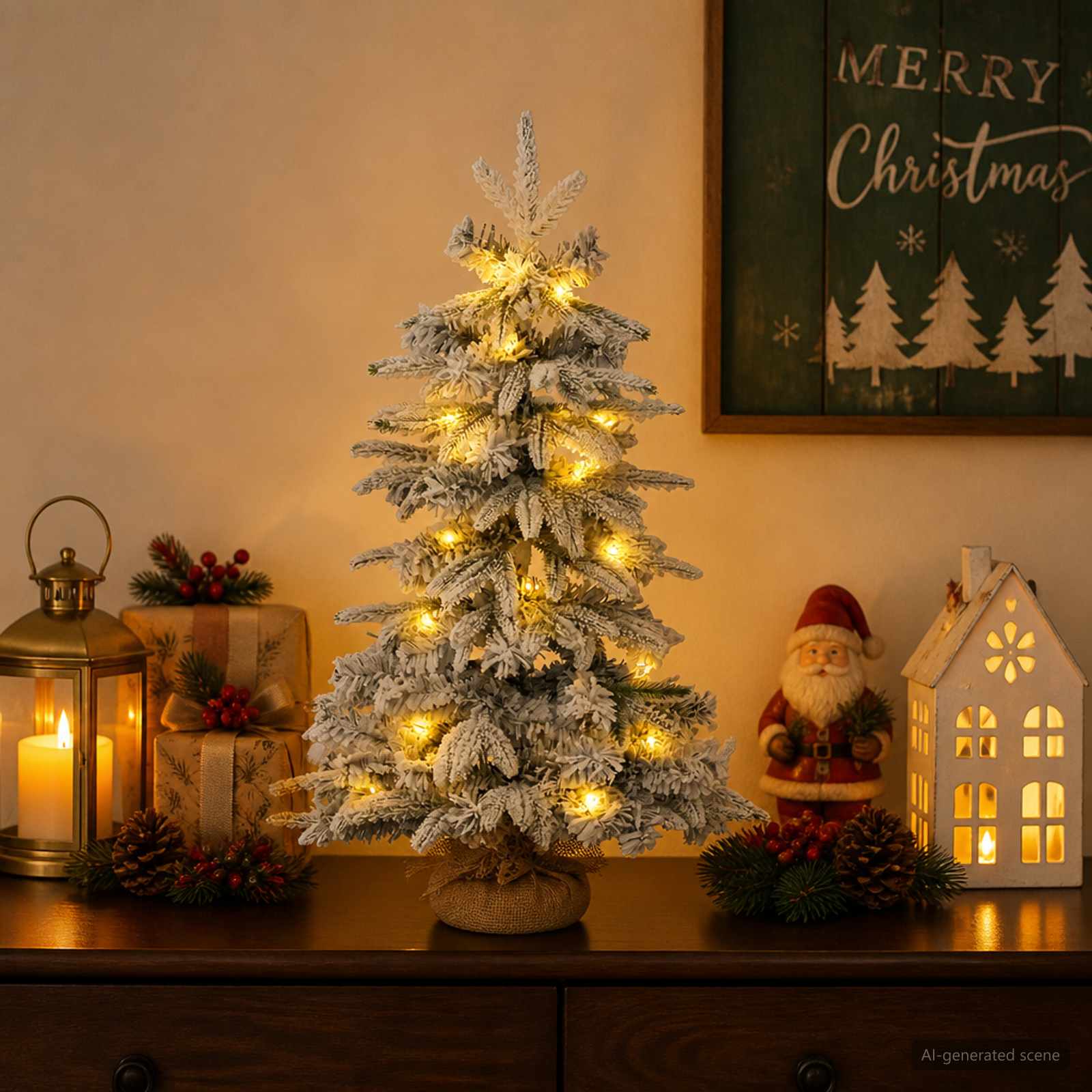 Mini zasneženo božično drevesce 45 cm 25 LED Toplo bela