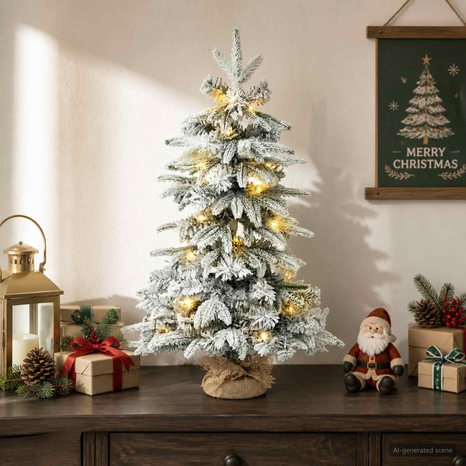 Mini zasneženo božično drevesce 45 cm 25 LED Toplo bela