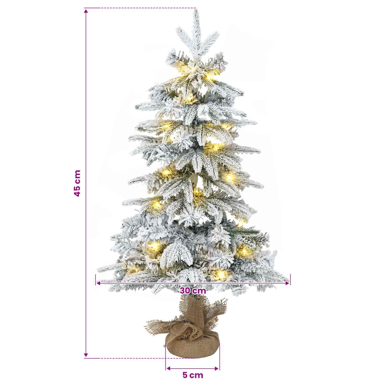 Mini zasneženo božično drevesce 45 cm 25 LED Toplo bela