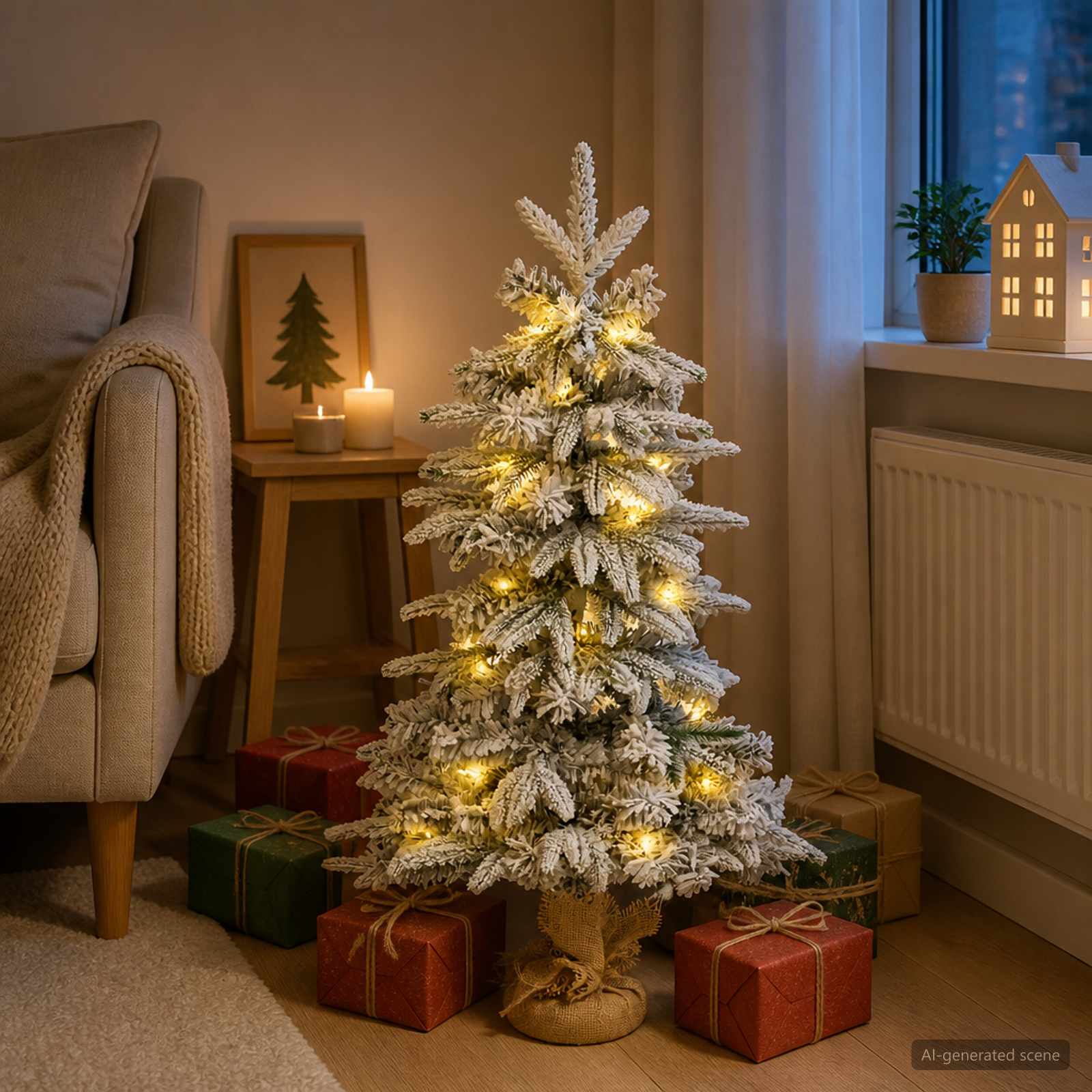 vidaXL Mini Juletræ 90 cm 50 LED'er Varm hvid PVC og PE Grøn og Hvid