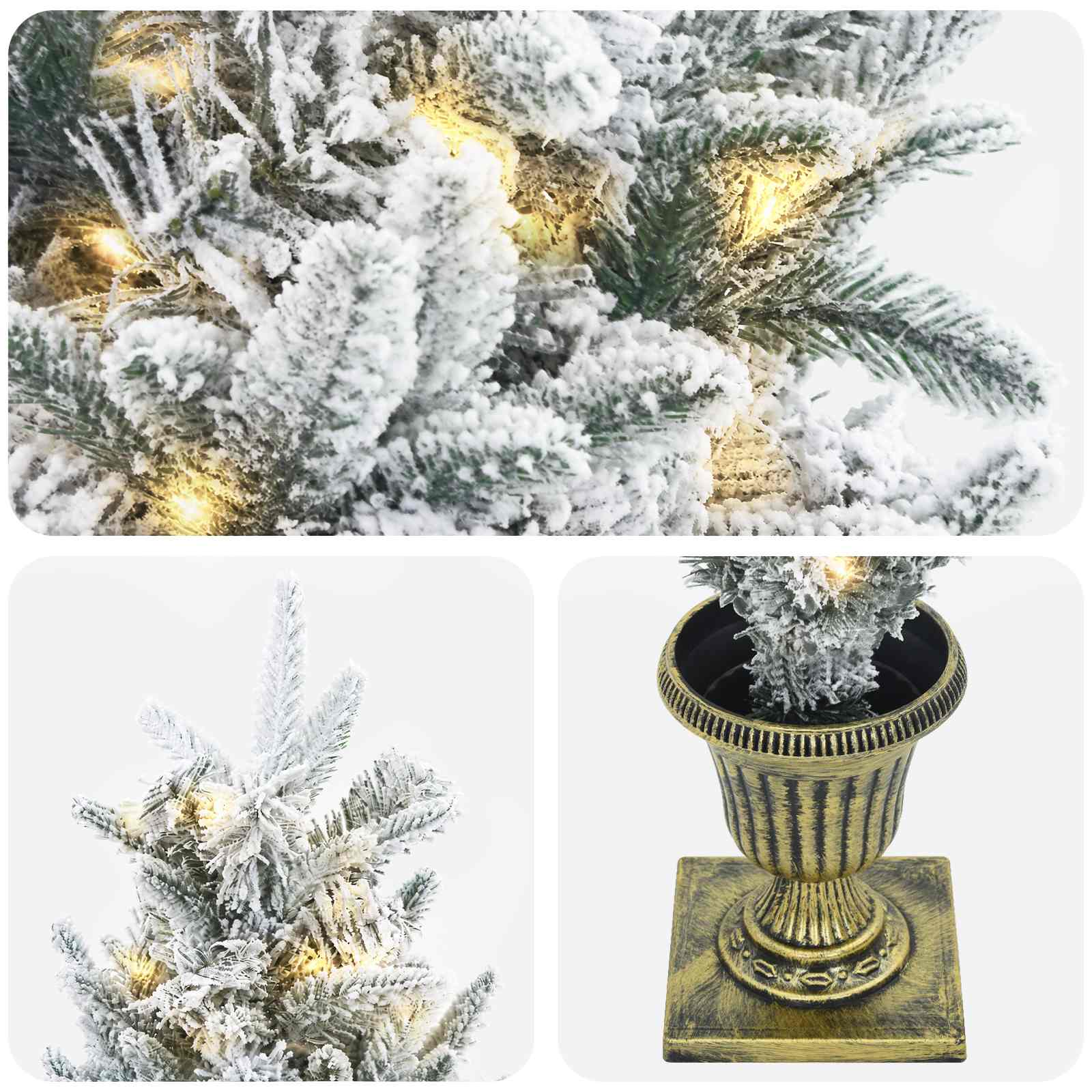Mini božično drevesce, zasneženo 120 cm 100 LED Toplo bela