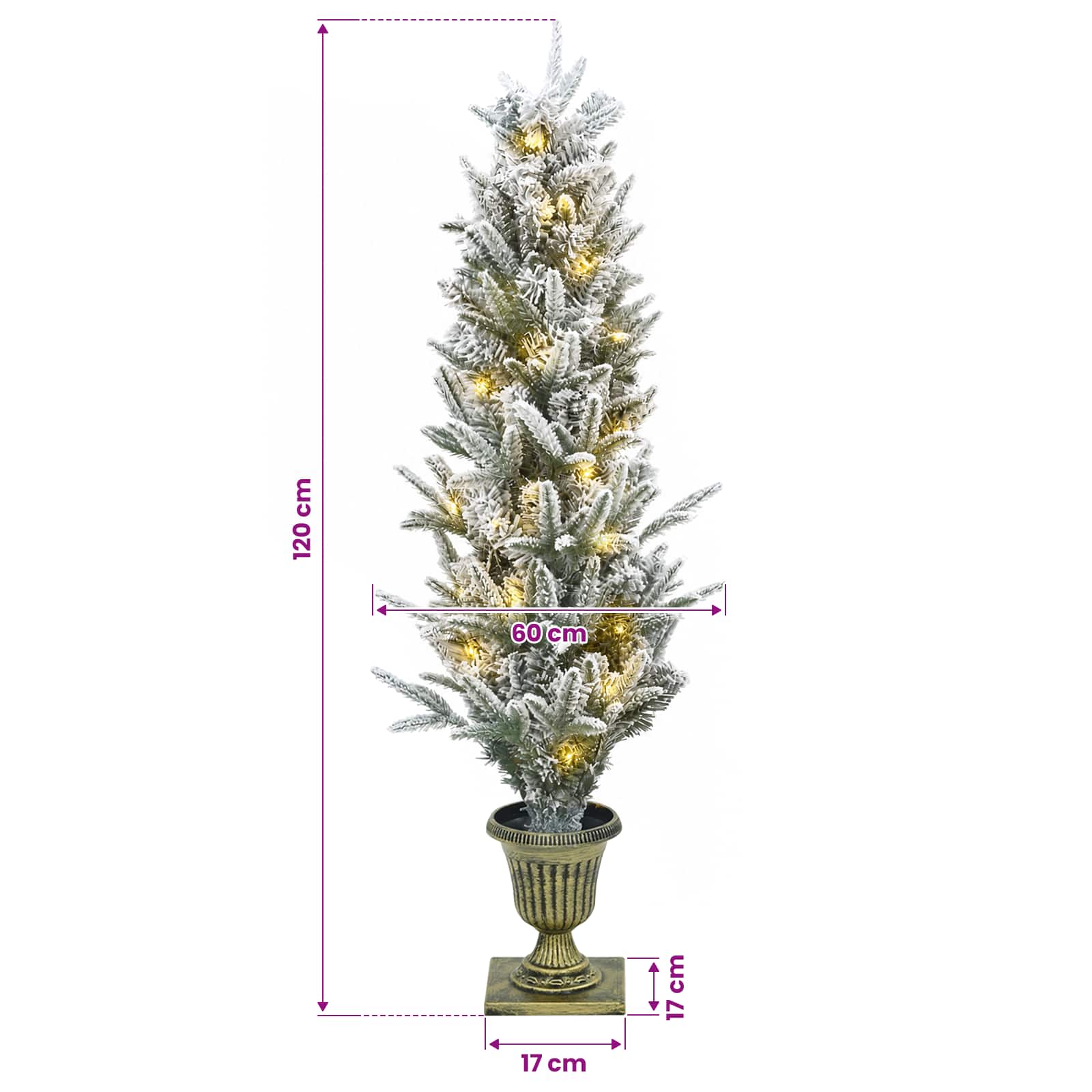 Mini božično drevesce, zasneženo 120 cm 100 LED Toplo bela